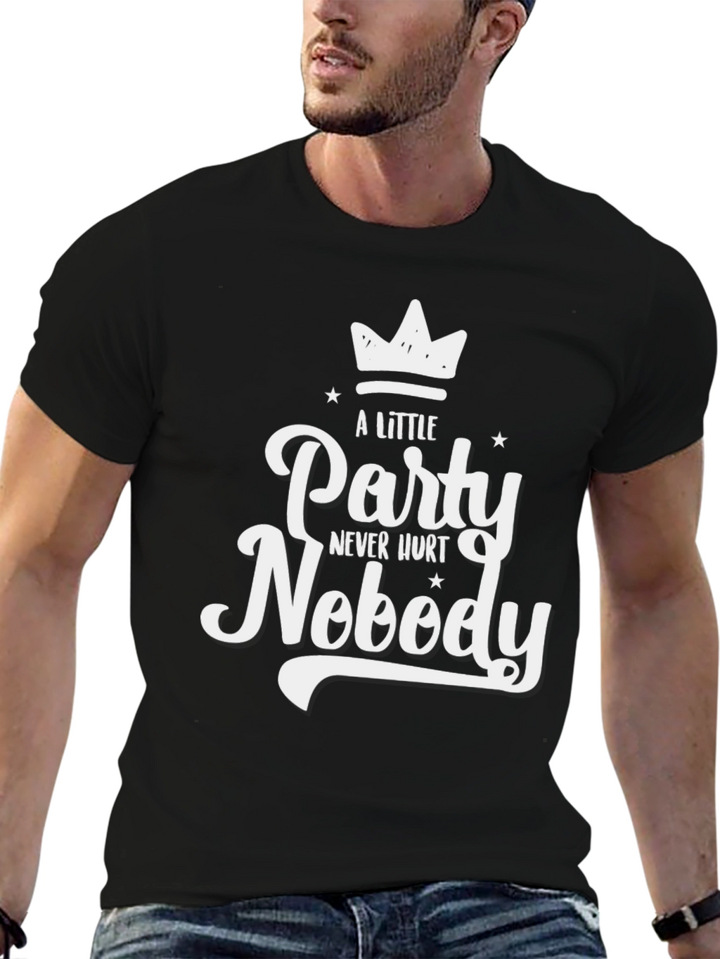 Party Never Hurt Nobody T-Shirt Black Cotton Tee