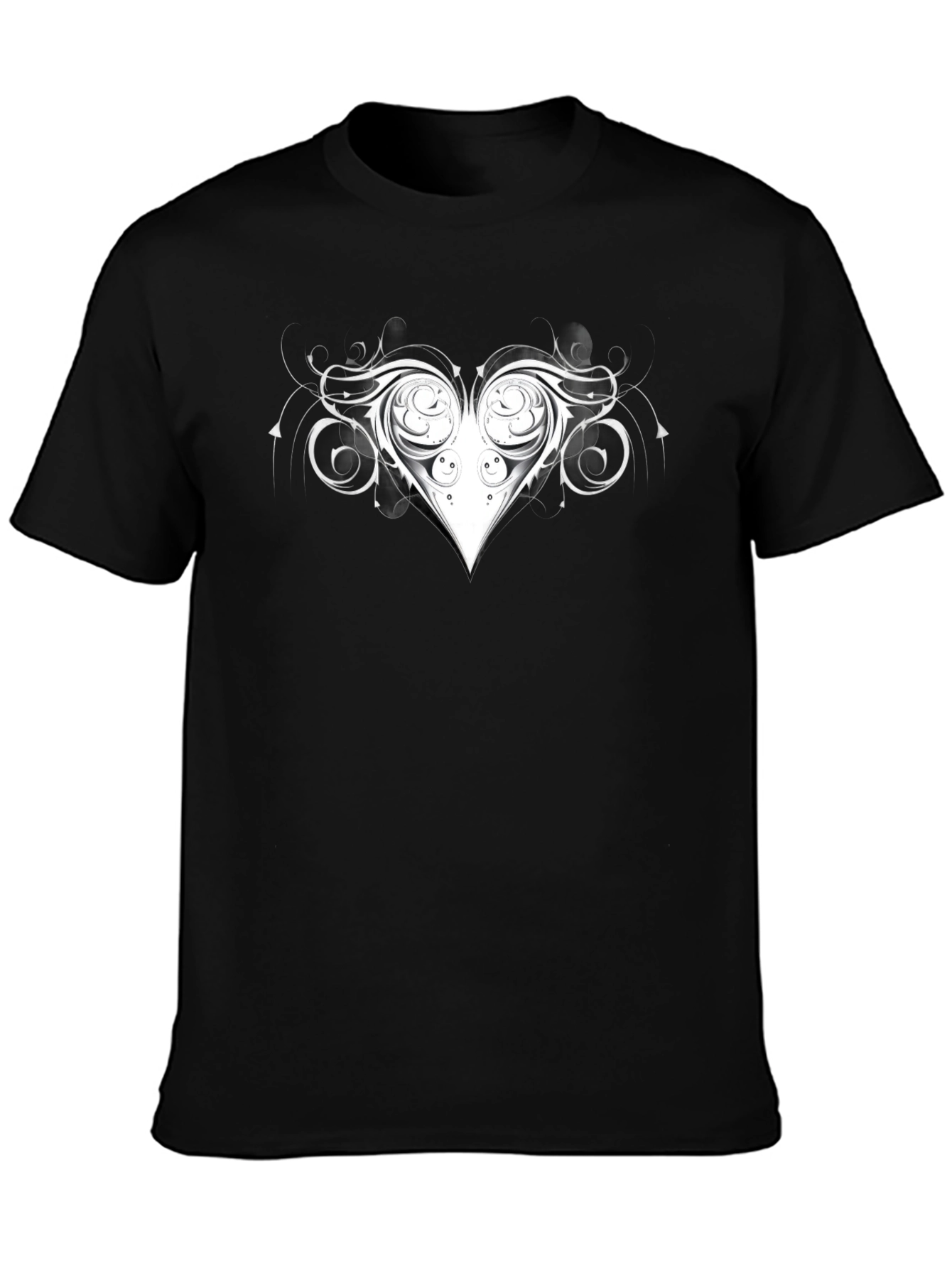 Heart Swirl Graphic Black T-Shirt