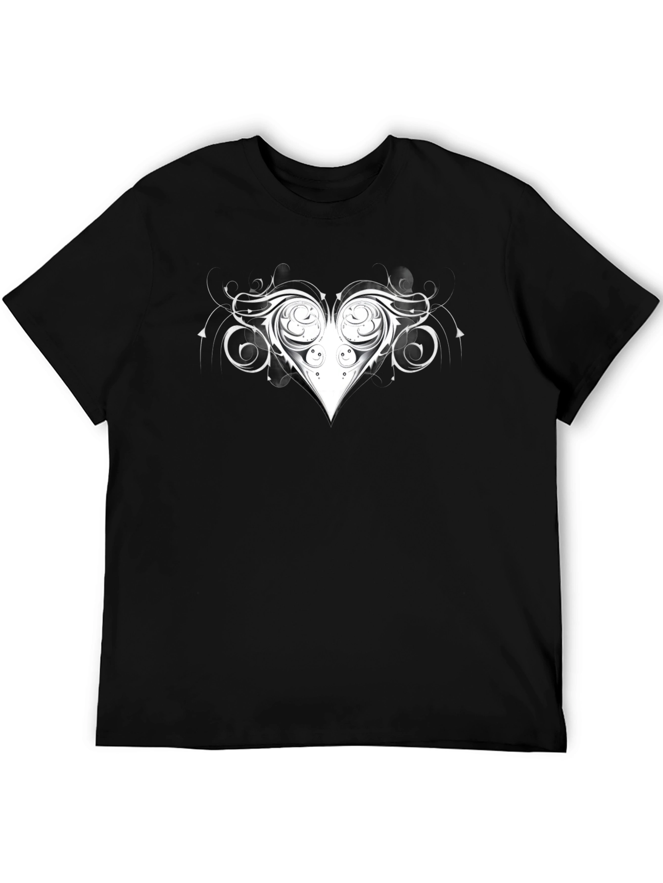 Heart Swirl Graphic Black T-Shirt