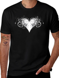Heart Swirl Graphic Black T-Shirt
