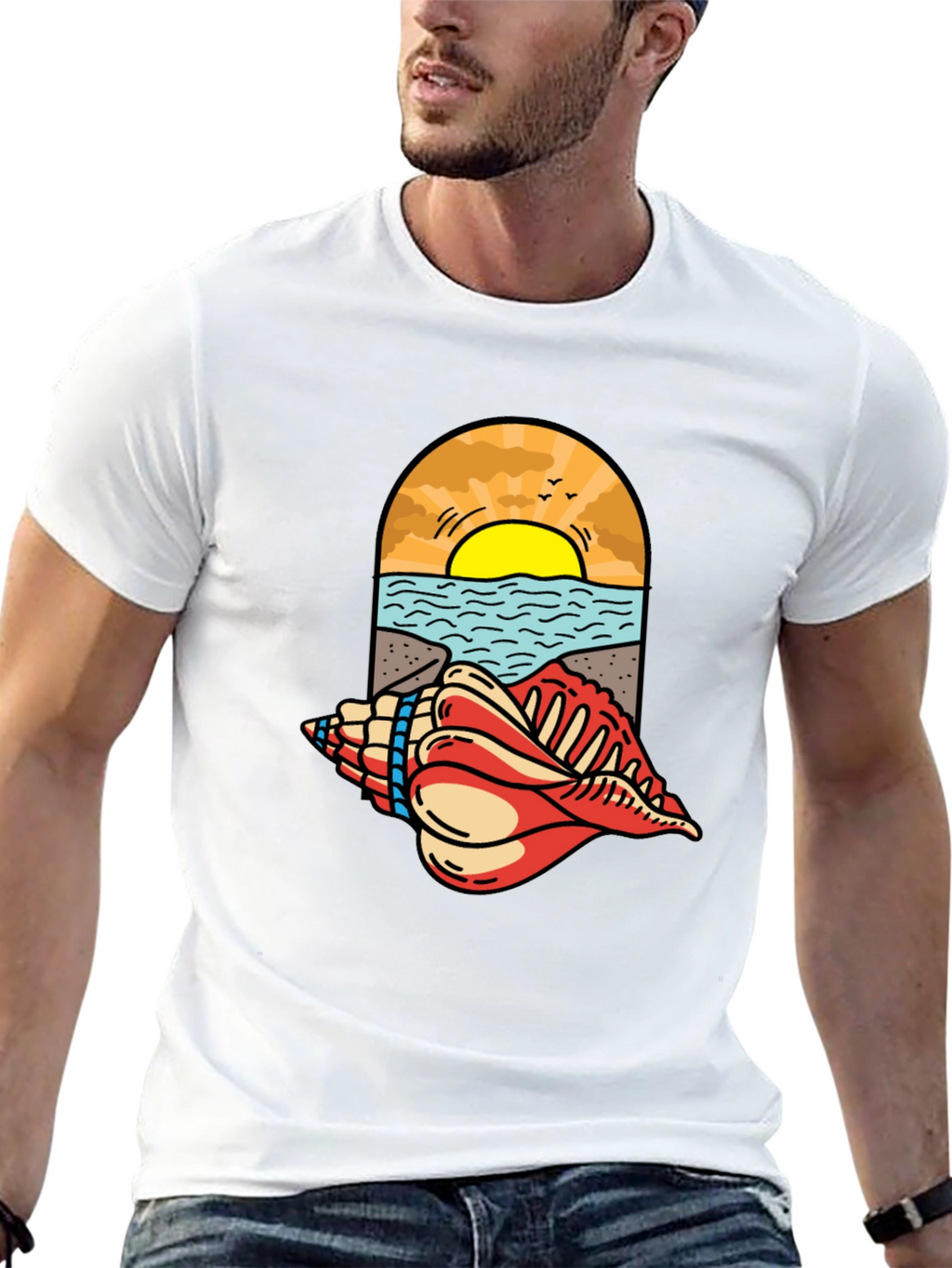Ocean View Seashell Graphic Tee - Black