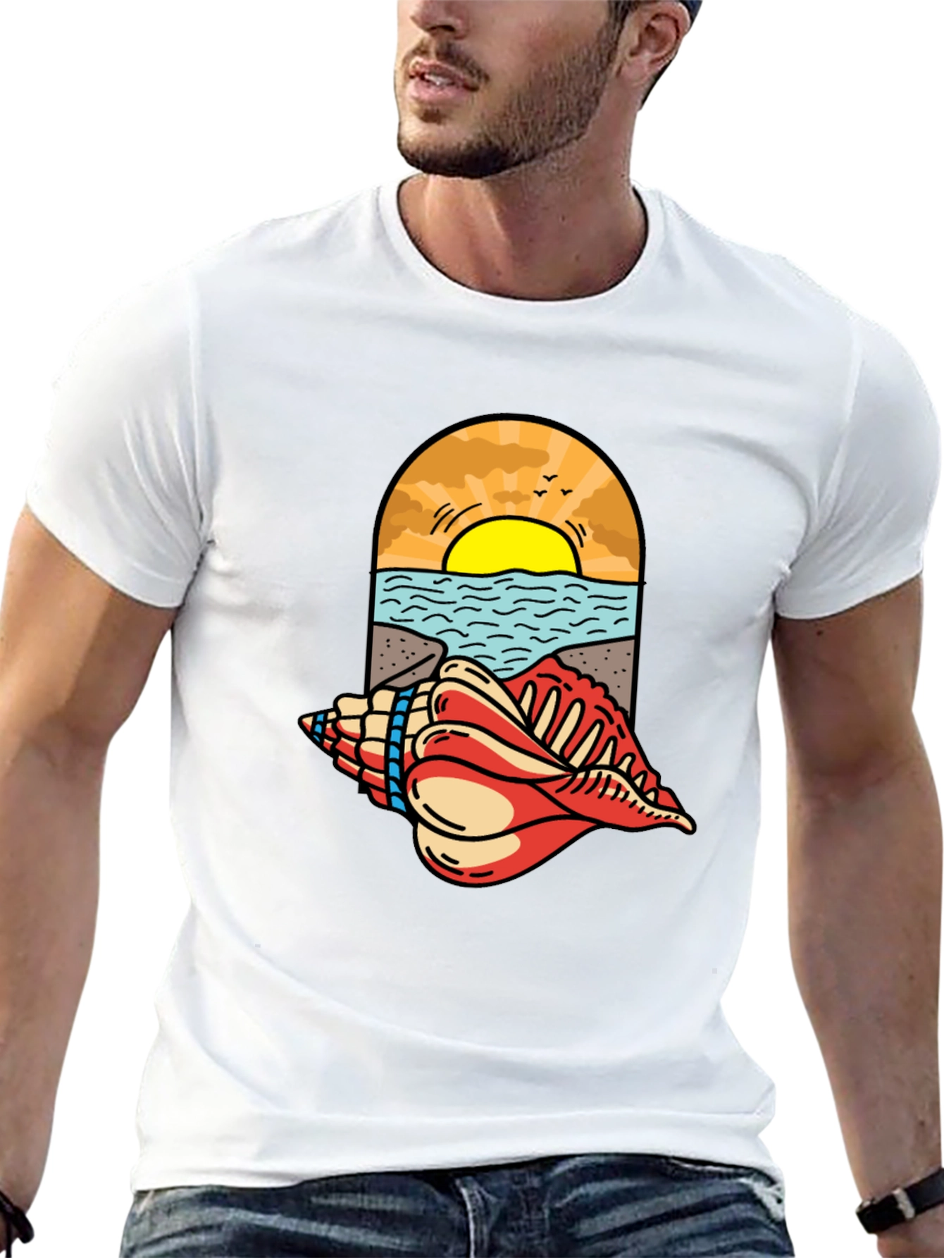 Ocean View Seashell Graphic Tee - Black