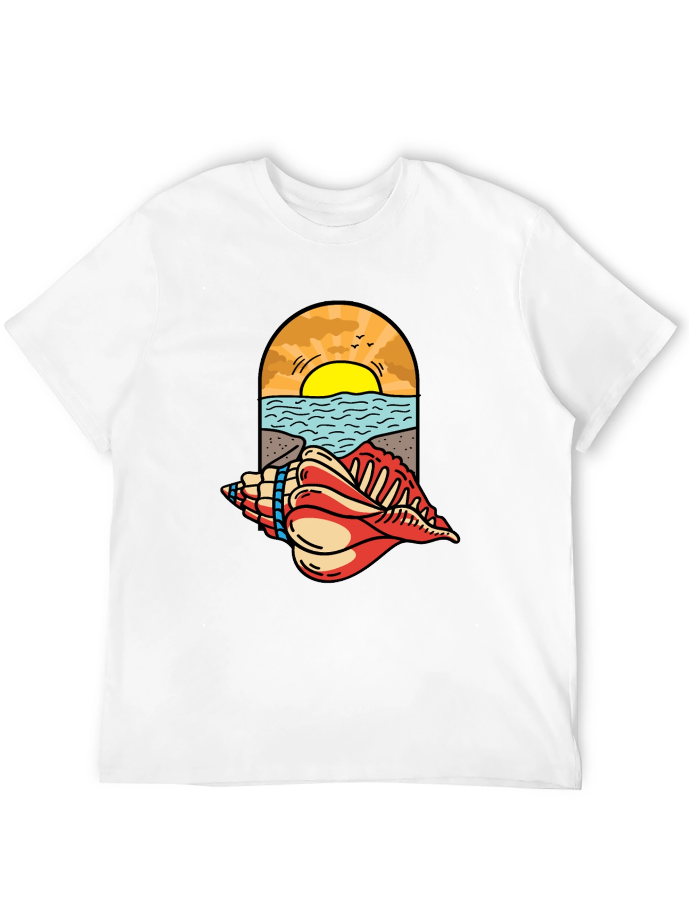 Ocean View Seashell Graphic Tee - Black