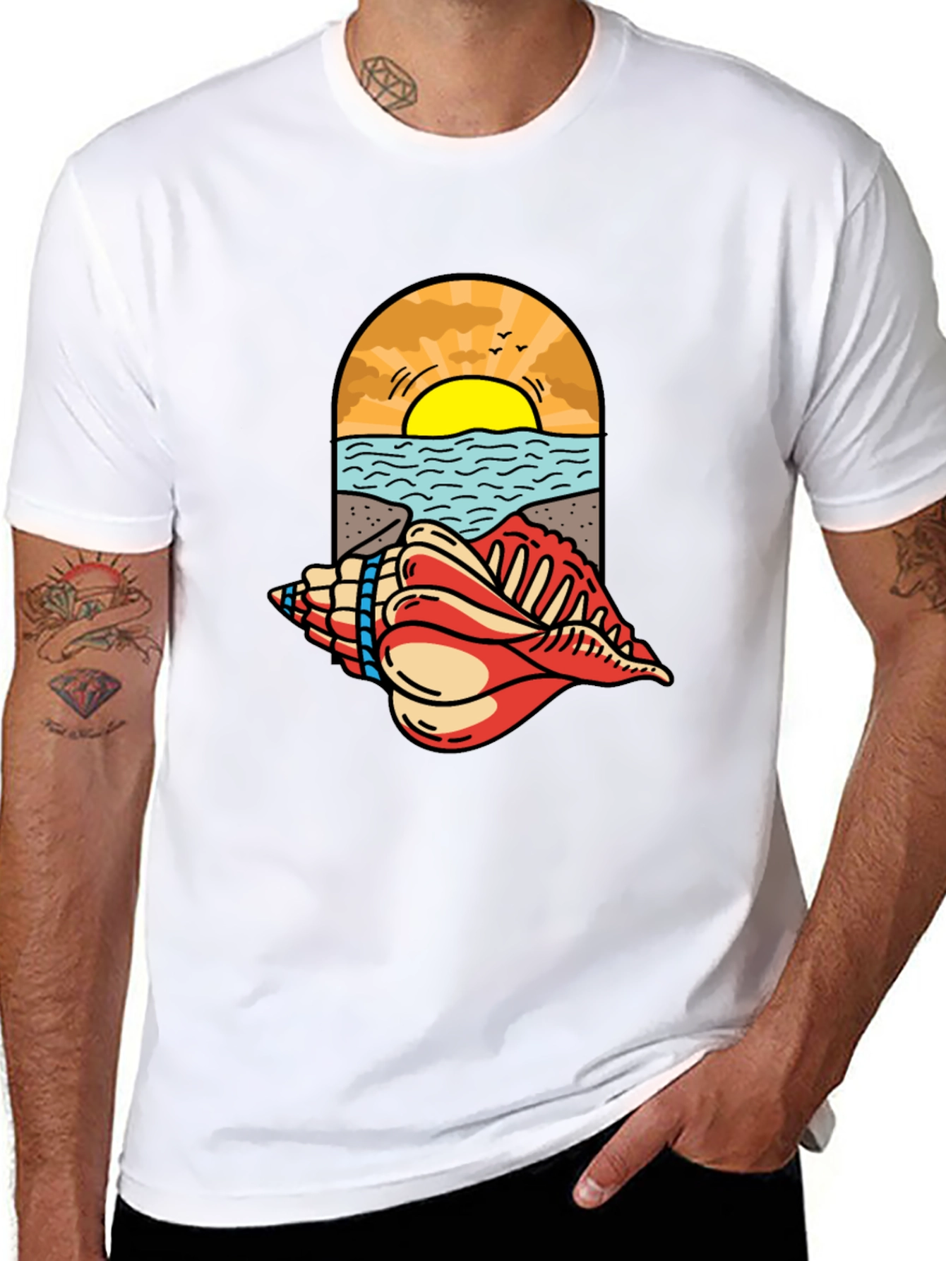 Ocean View Seashell Graphic Tee - Black