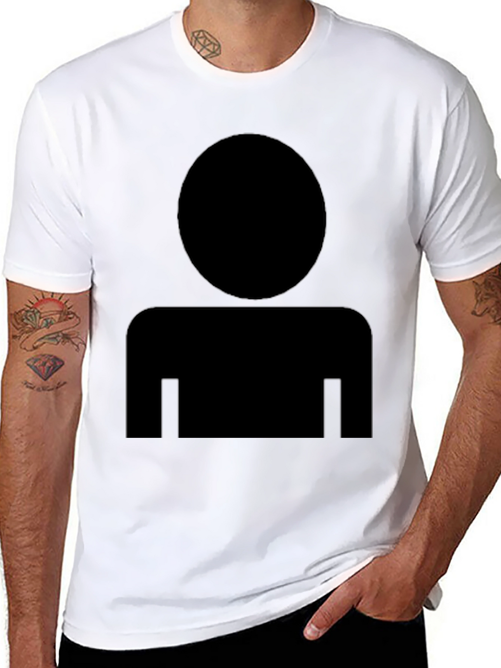 Mens Black T-Shirt with Generic Person Icon