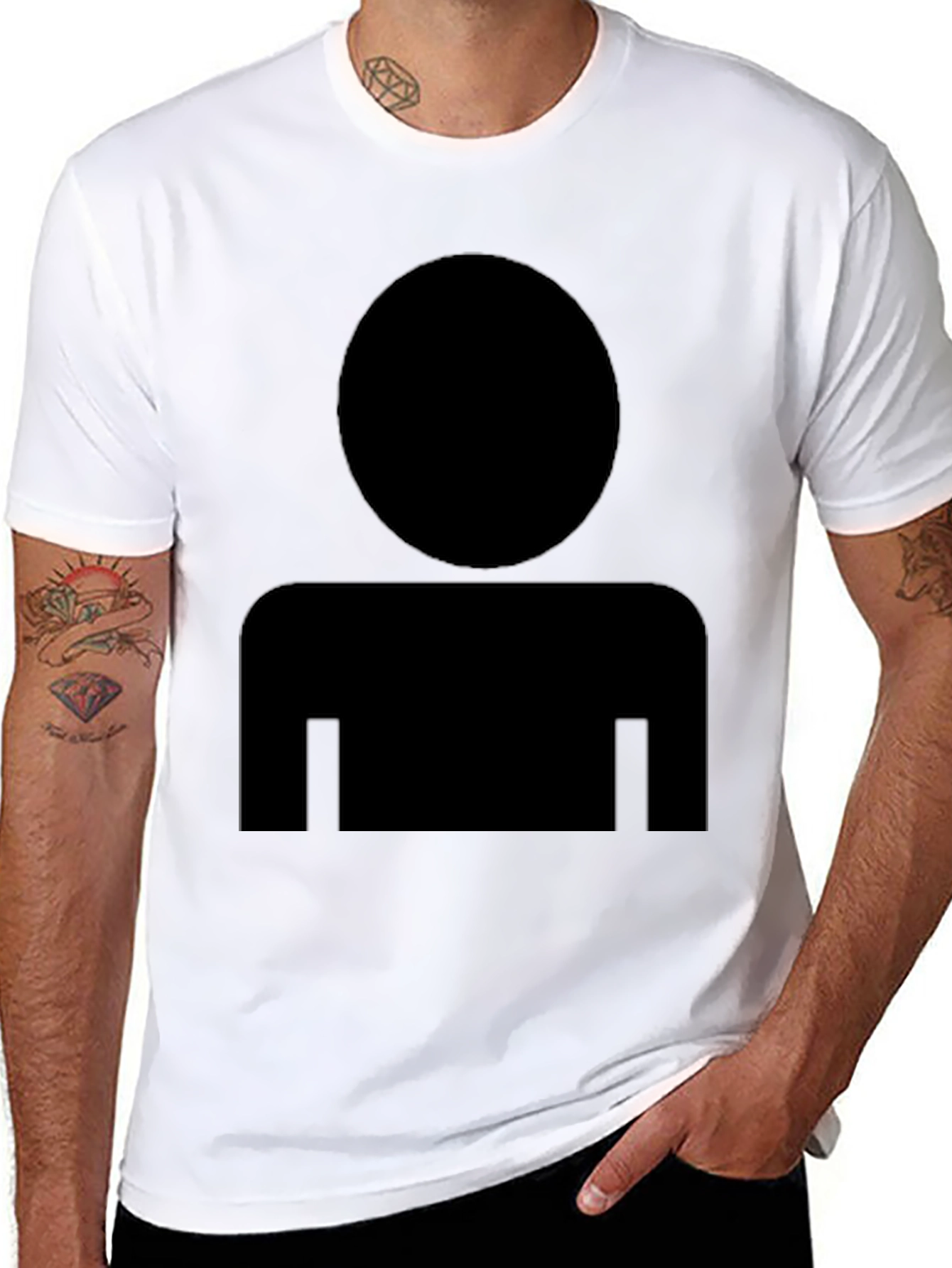 Mens Black T-Shirt with Generic Person Icon