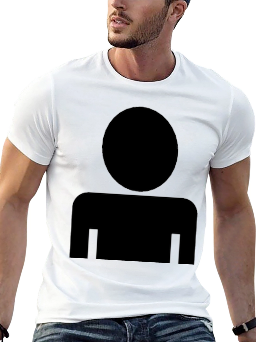 Mens Black T-Shirt with Generic Person Icon