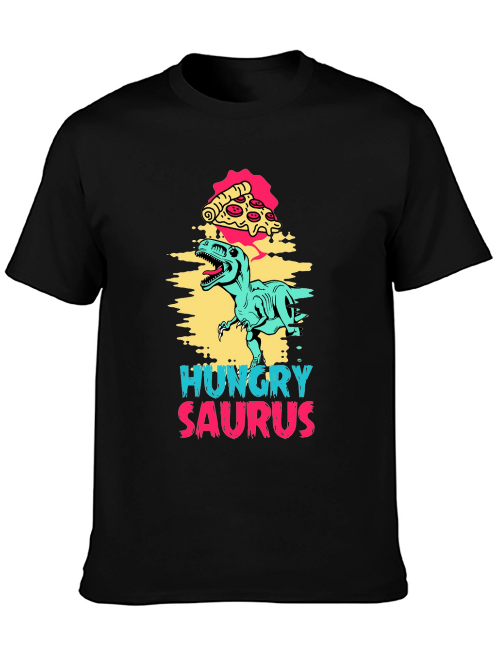 Hungry Saurus Dinosaur Pizza Graphic Tee