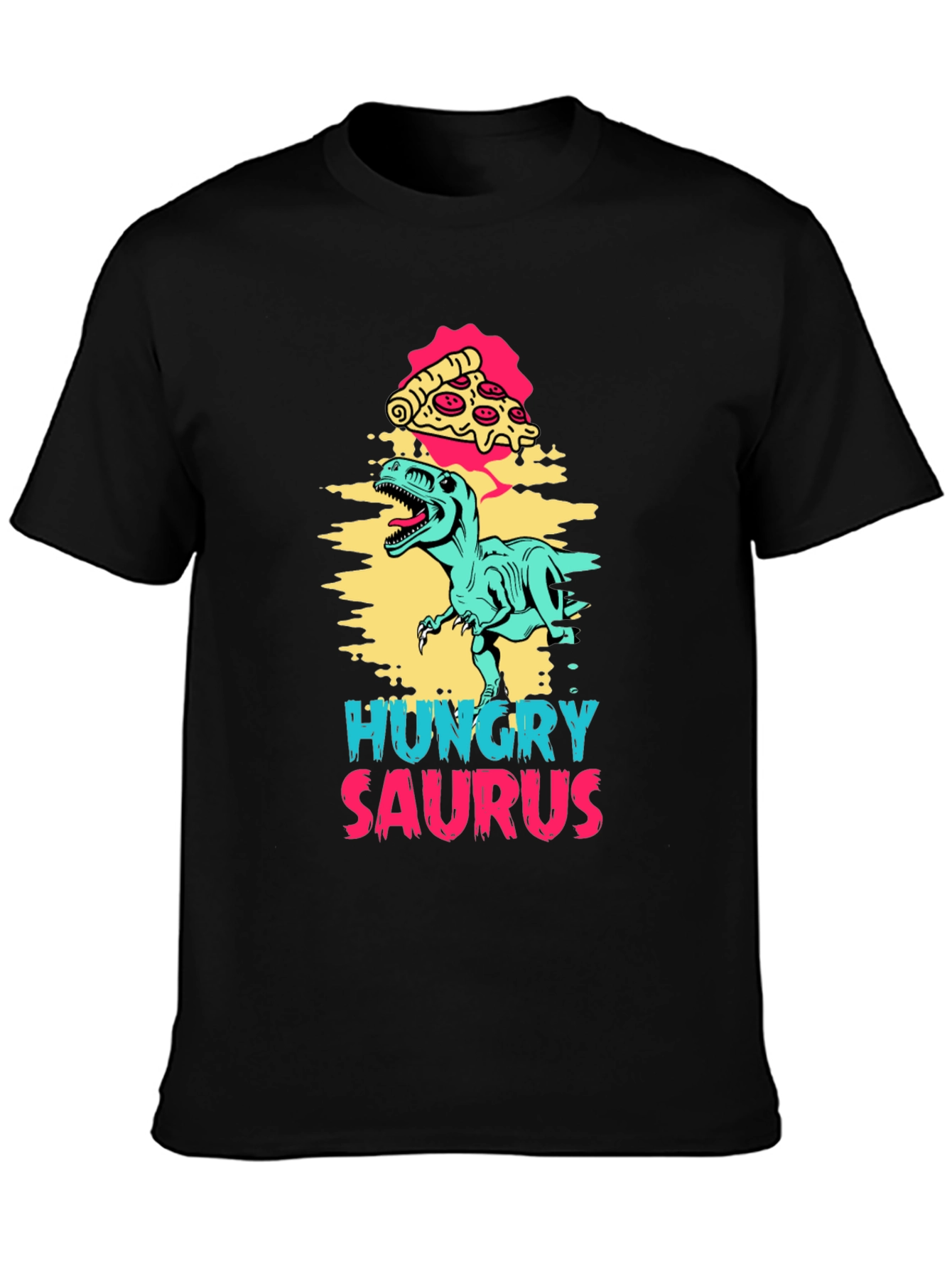Hungry Saurus Dinosaur Pizza Graphic Tee