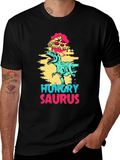 Hungry Saurus Dinosaur Pizza Graphic Tee