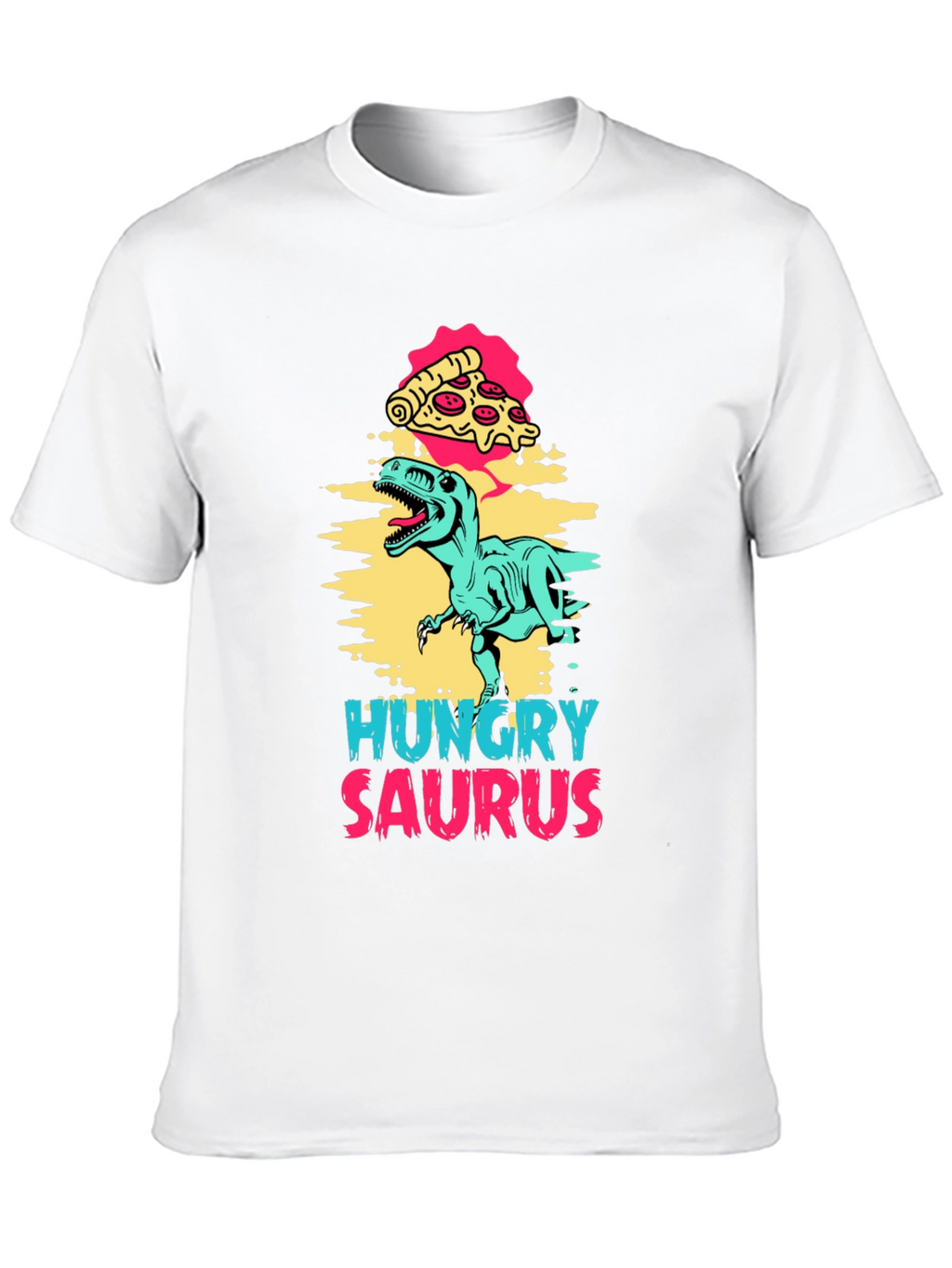 Hungry Saurus Dinosaur Pizza Graphic Tee
