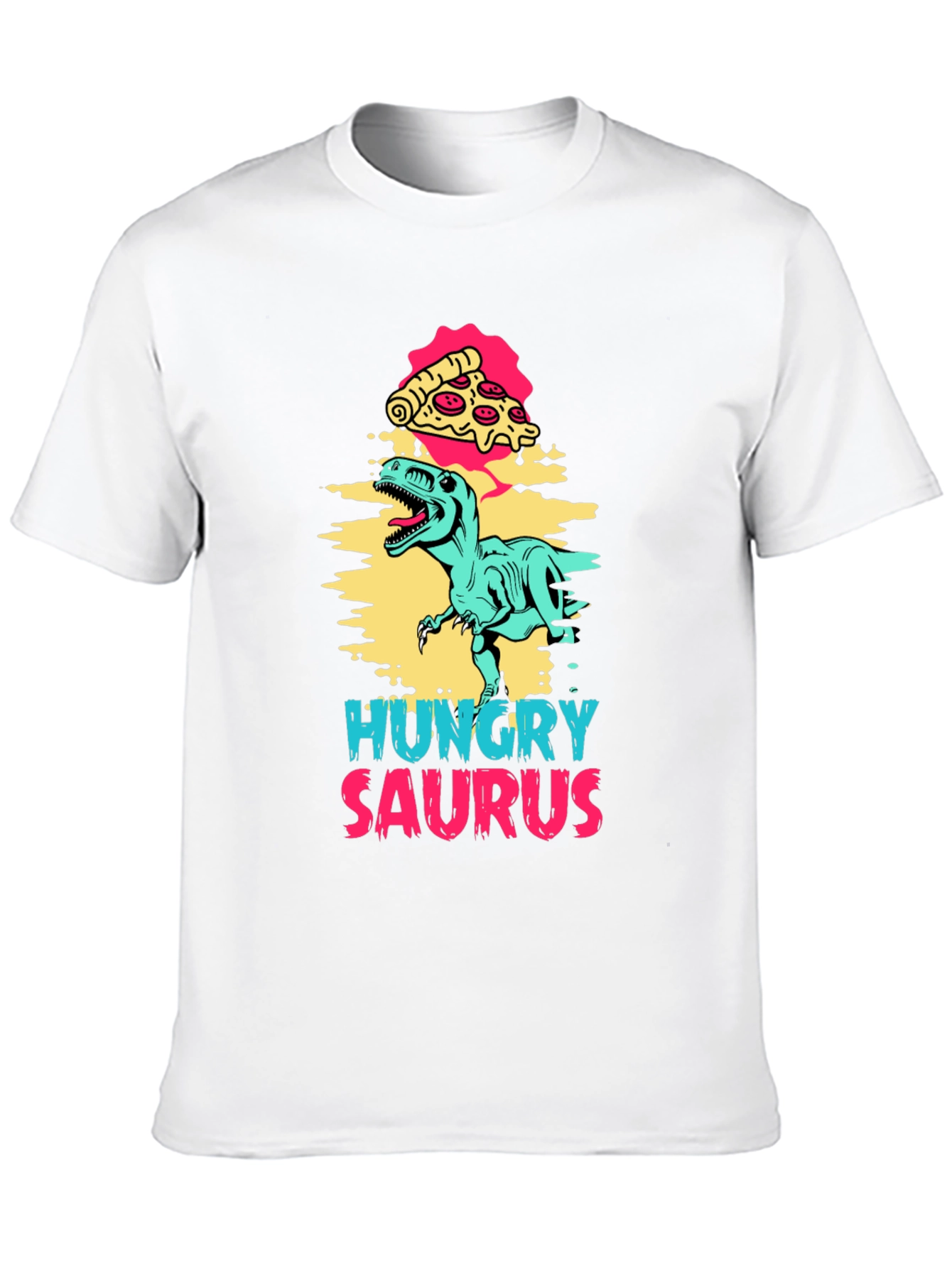 Hungry Saurus Dinosaur Pizza Graphic Tee