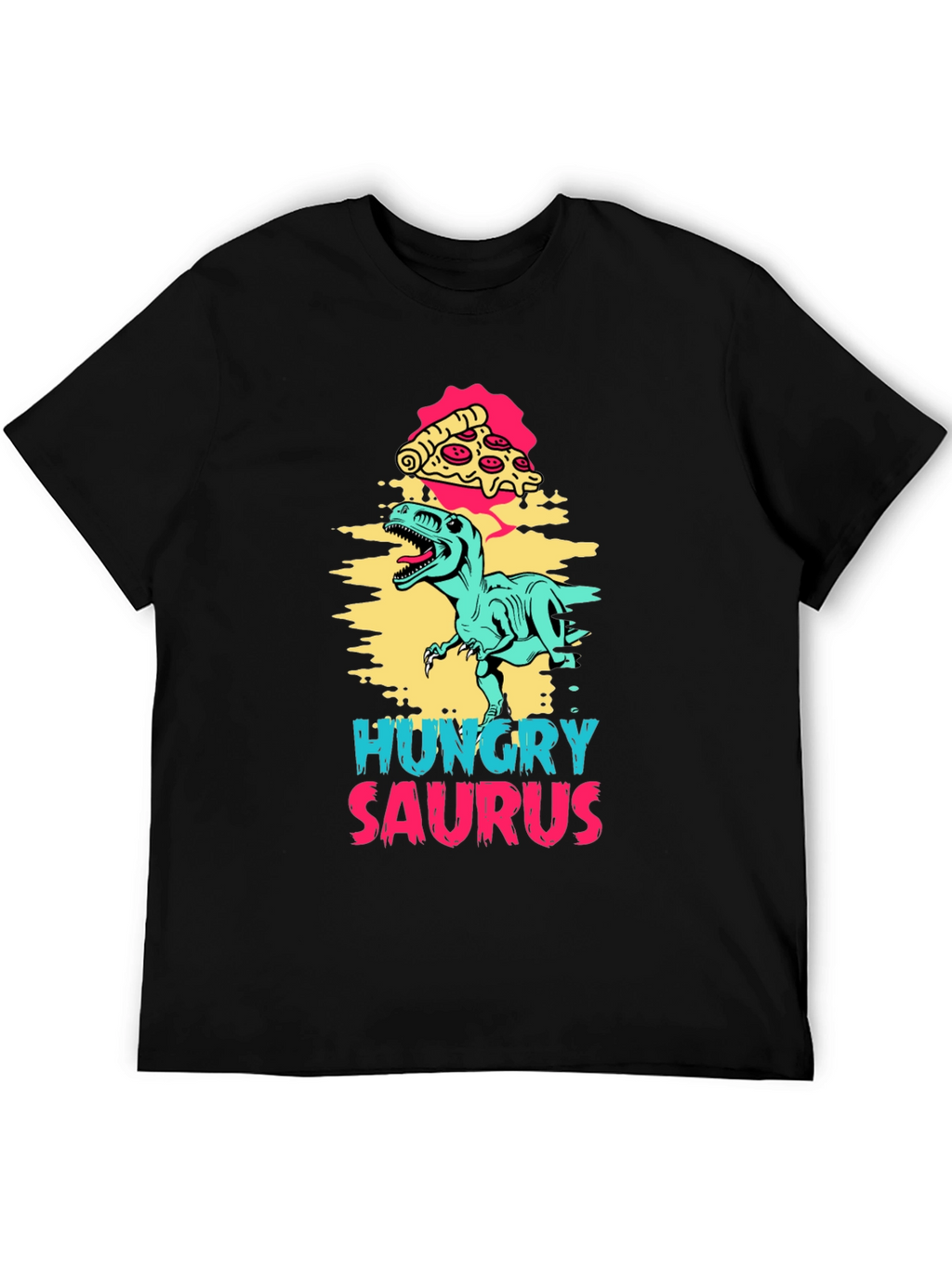 Hungry Saurus Dinosaur Pizza Graphic Tee