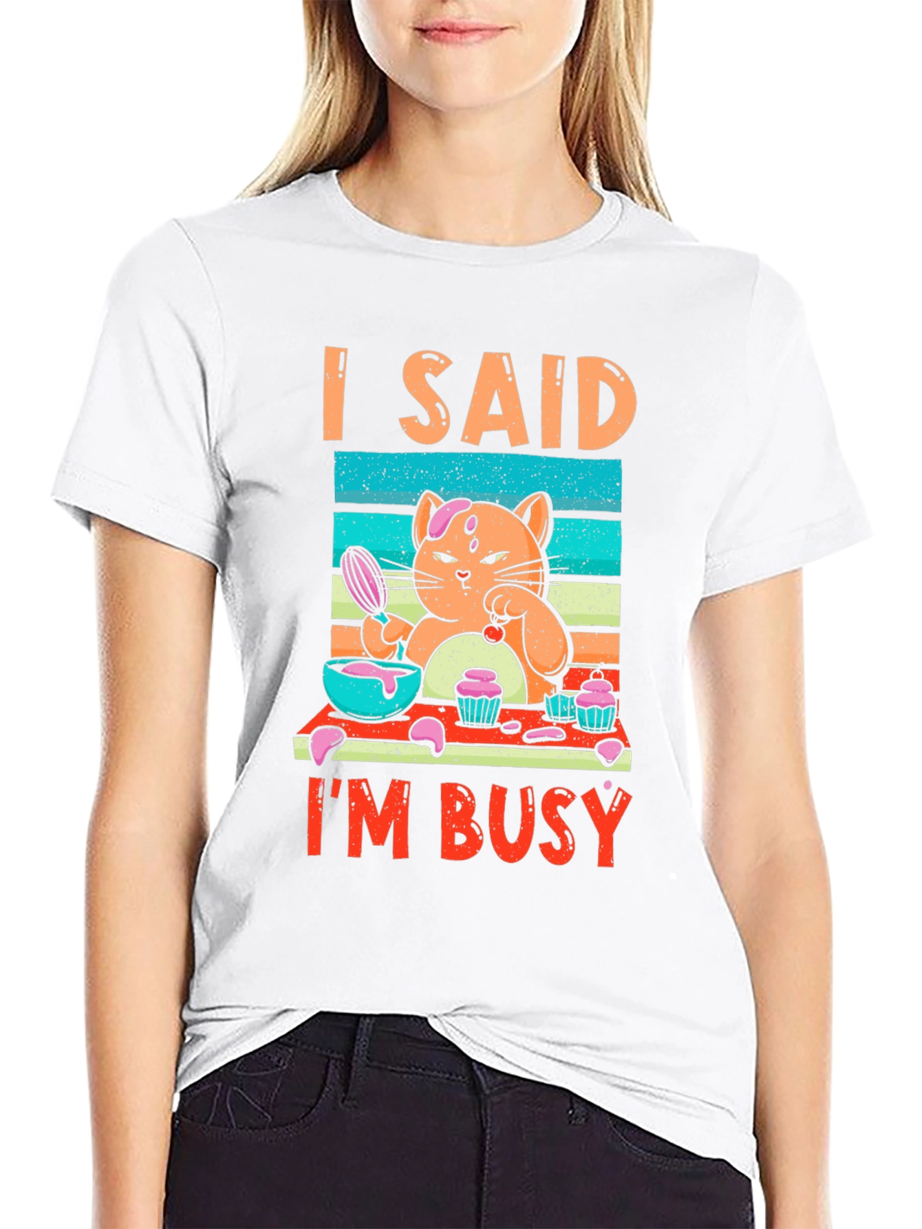 I Said Im Busy Cat Baking T-Shirt
