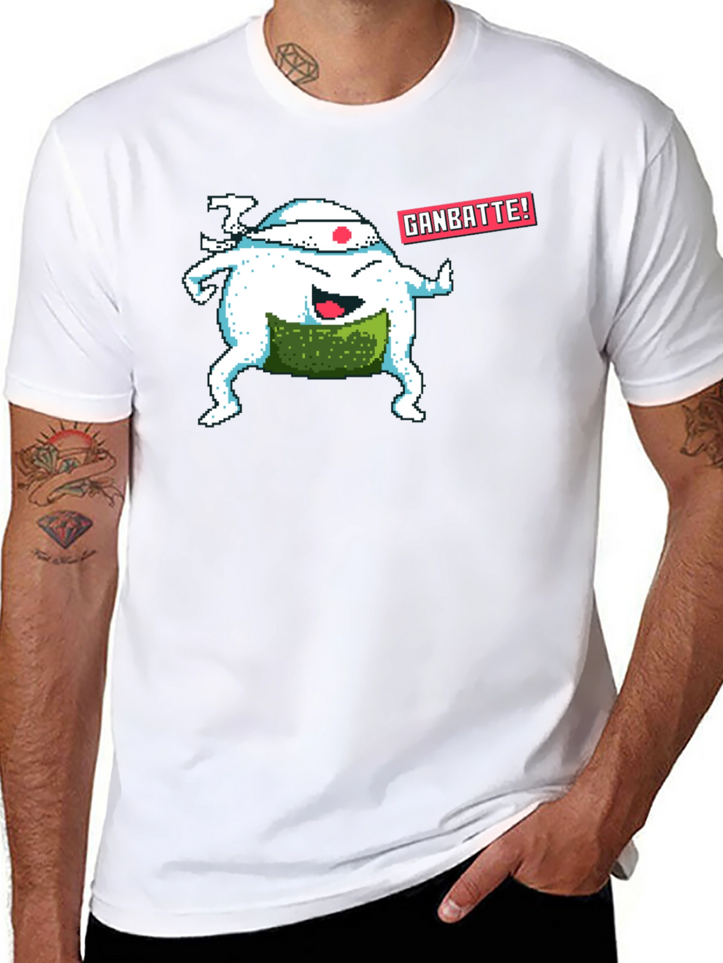 Pixel Art Sushi T-Shirt - Ganbatte! Design