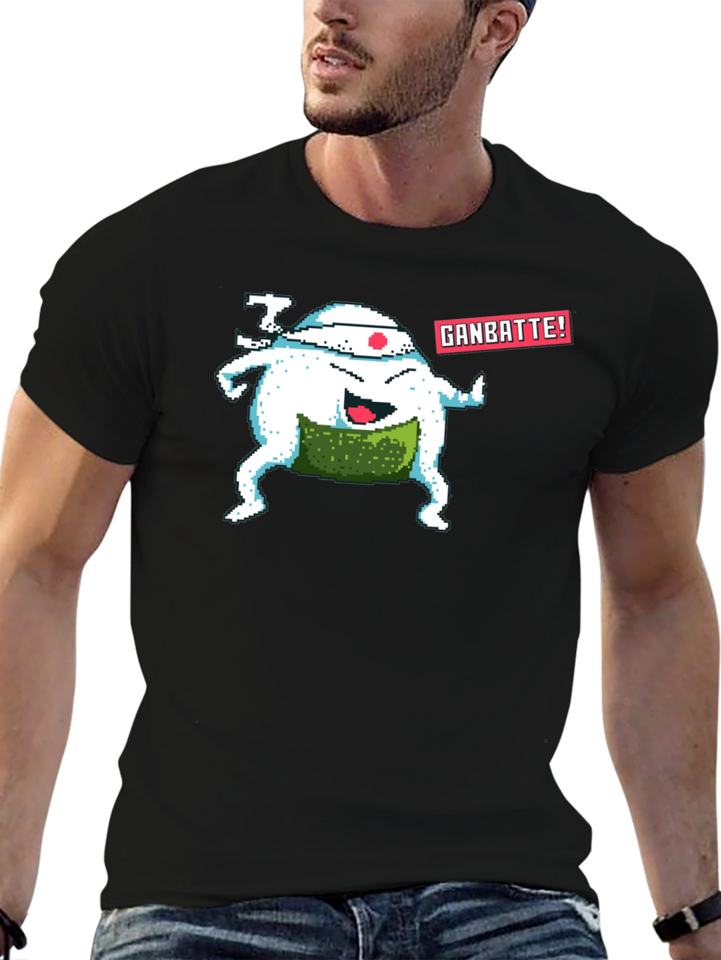 Pixel Art Sushi T-Shirt - Ganbatte! Design