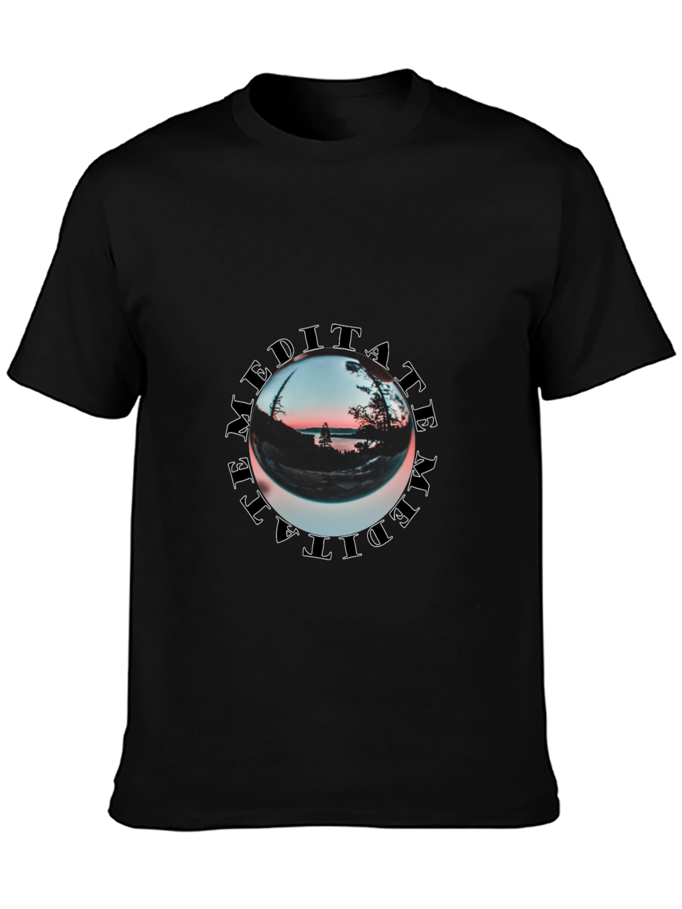 Meditate Graphic Print Black T-Shirt