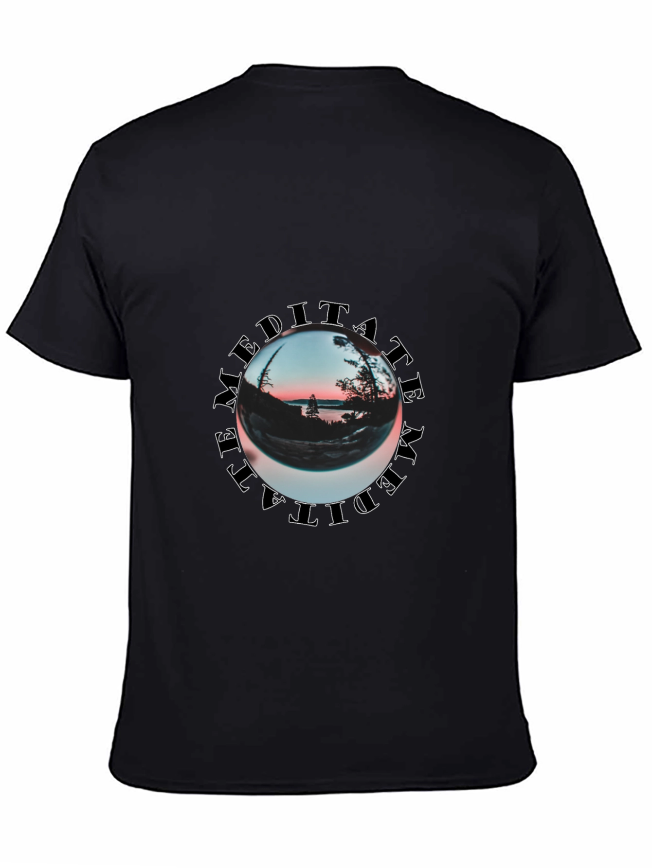 Meditate Graphic Print Black T-Shirt