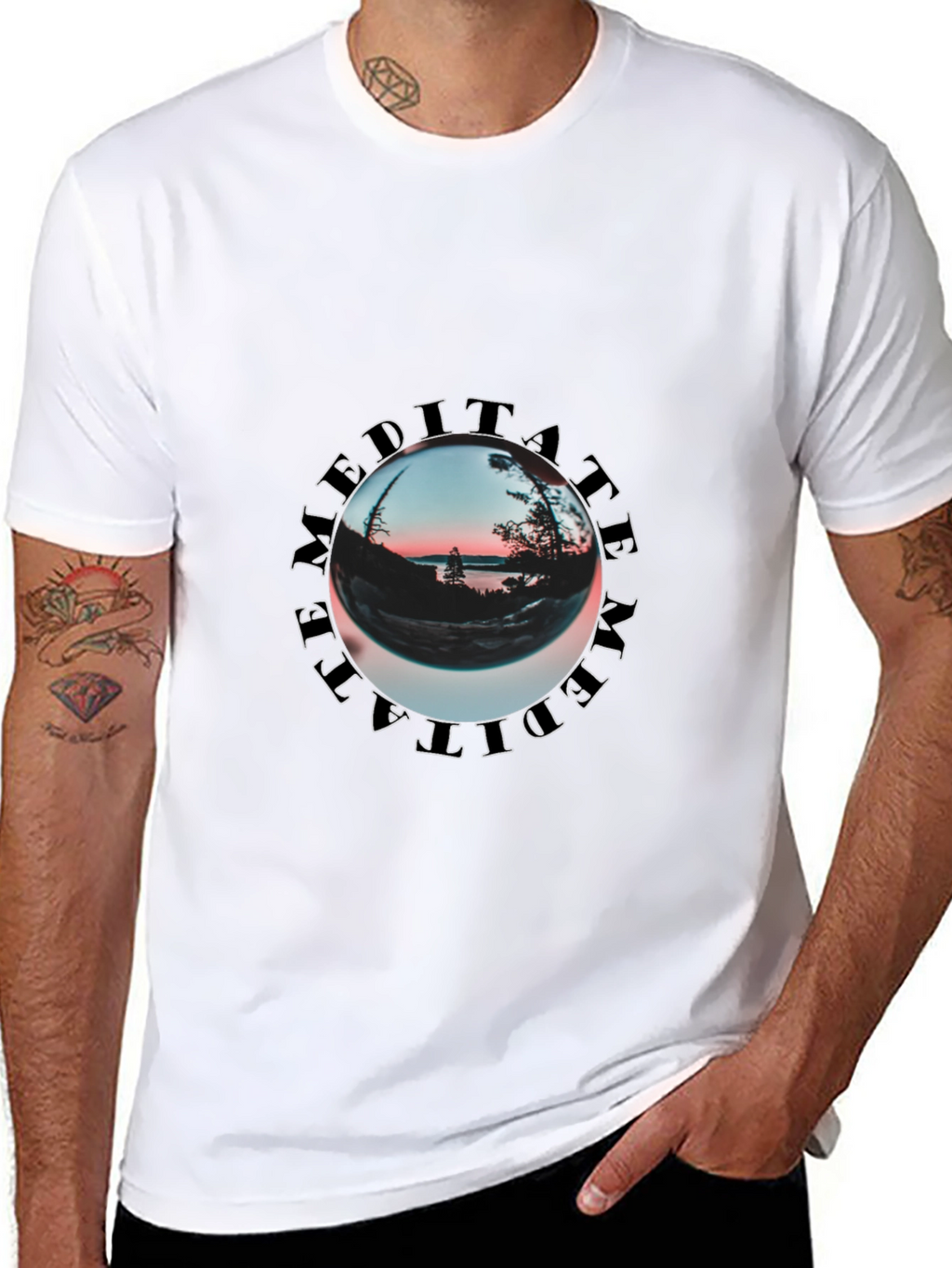 Meditate Graphic Print Black T-Shirt