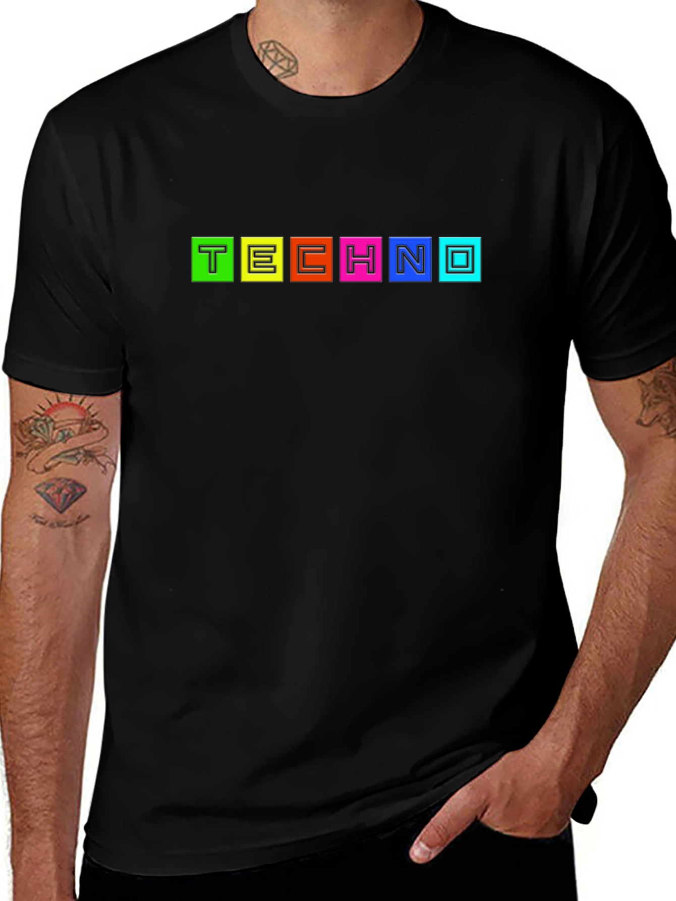 Retro Techno Graphic T-Shirt - Bold Colorful & Stylish
