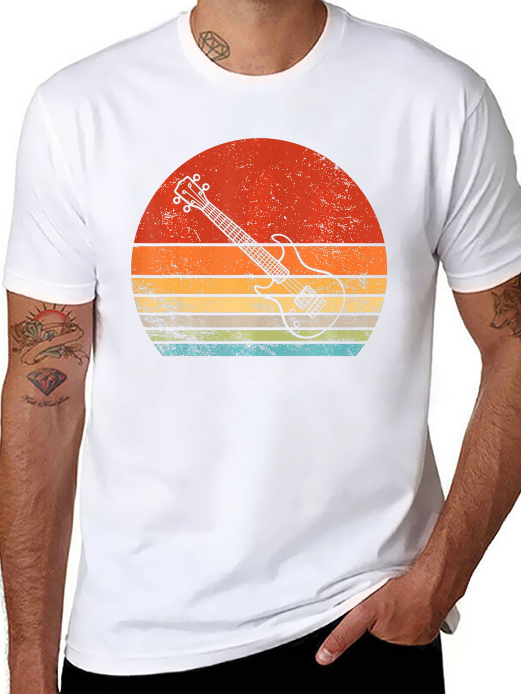 Retro Guitar Sunset Graphic Tee