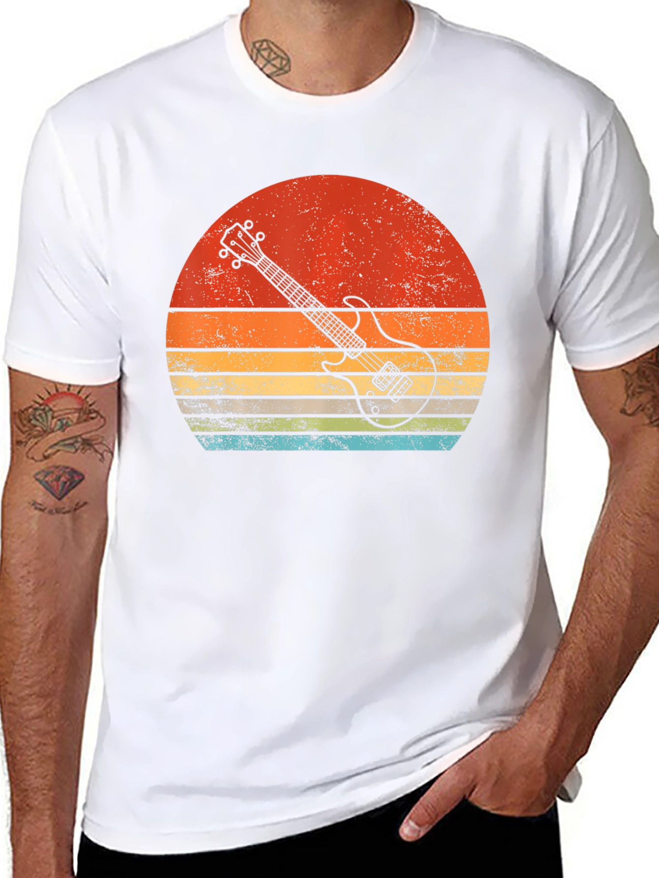 Retro Guitar Sunset Graphic Tee