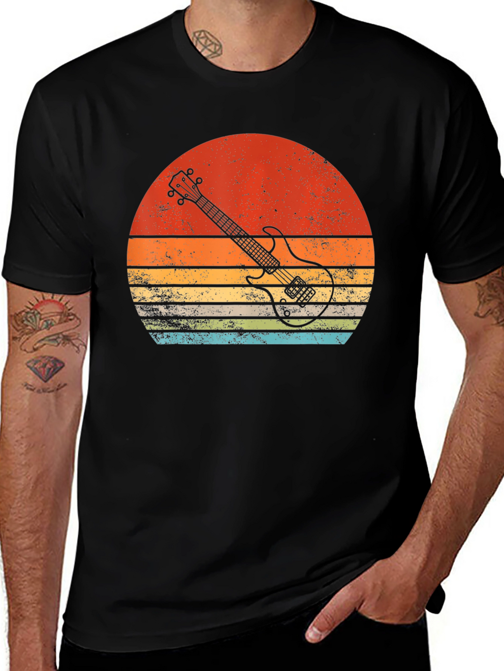Retro Guitar Sunset Graphic Tee