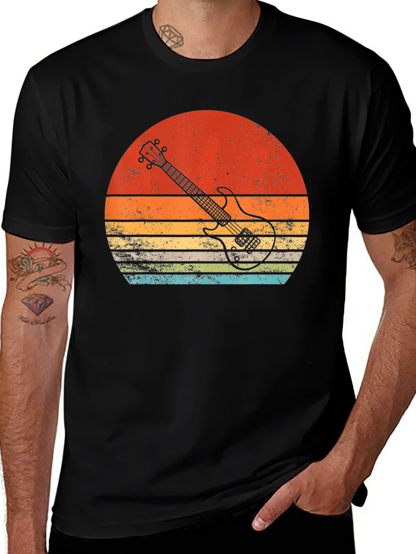 Retro Guitar Sunset Graphic Tee