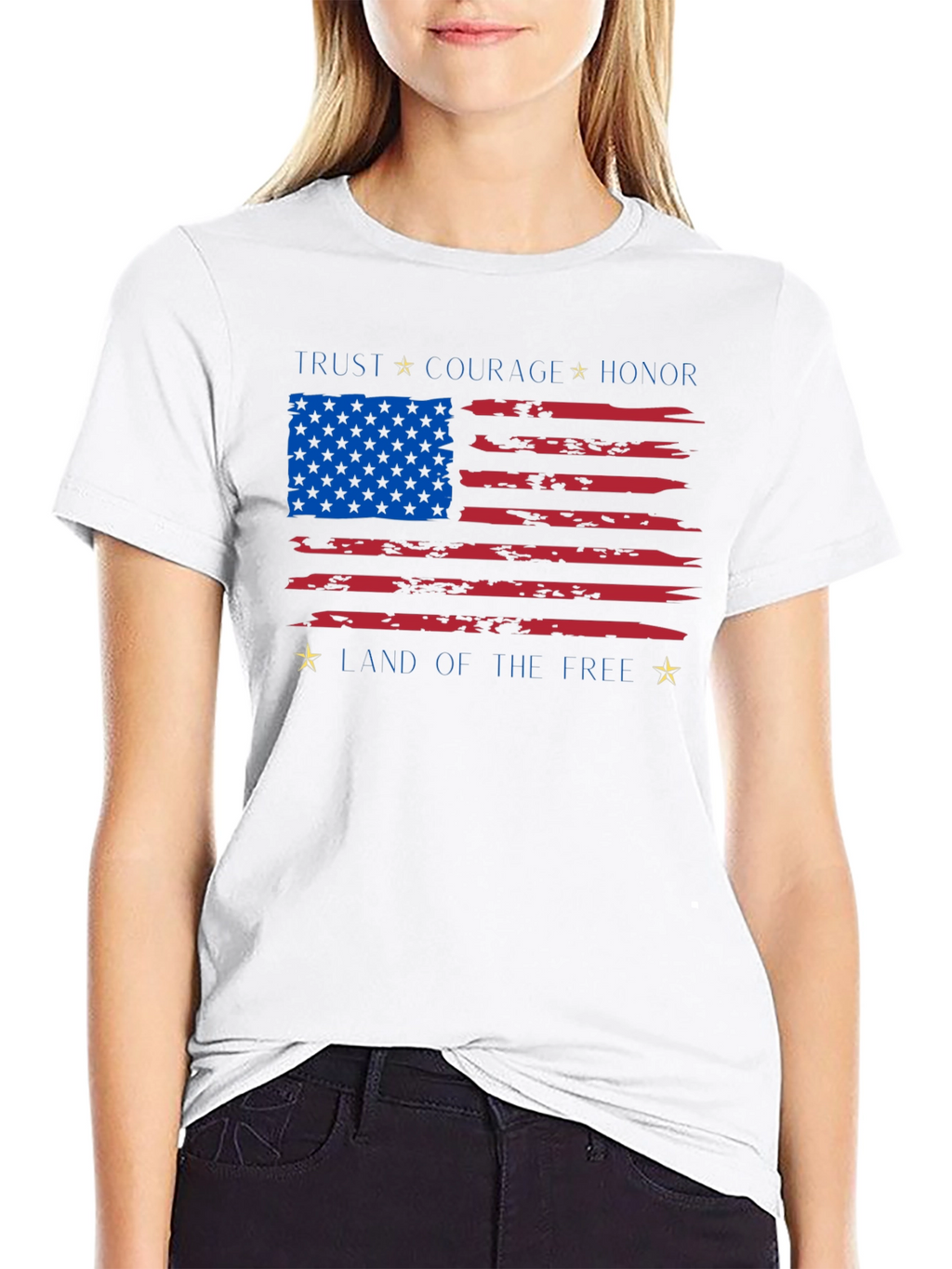 Patriotic USA Flag T-Shirt - Trust Courage Honor