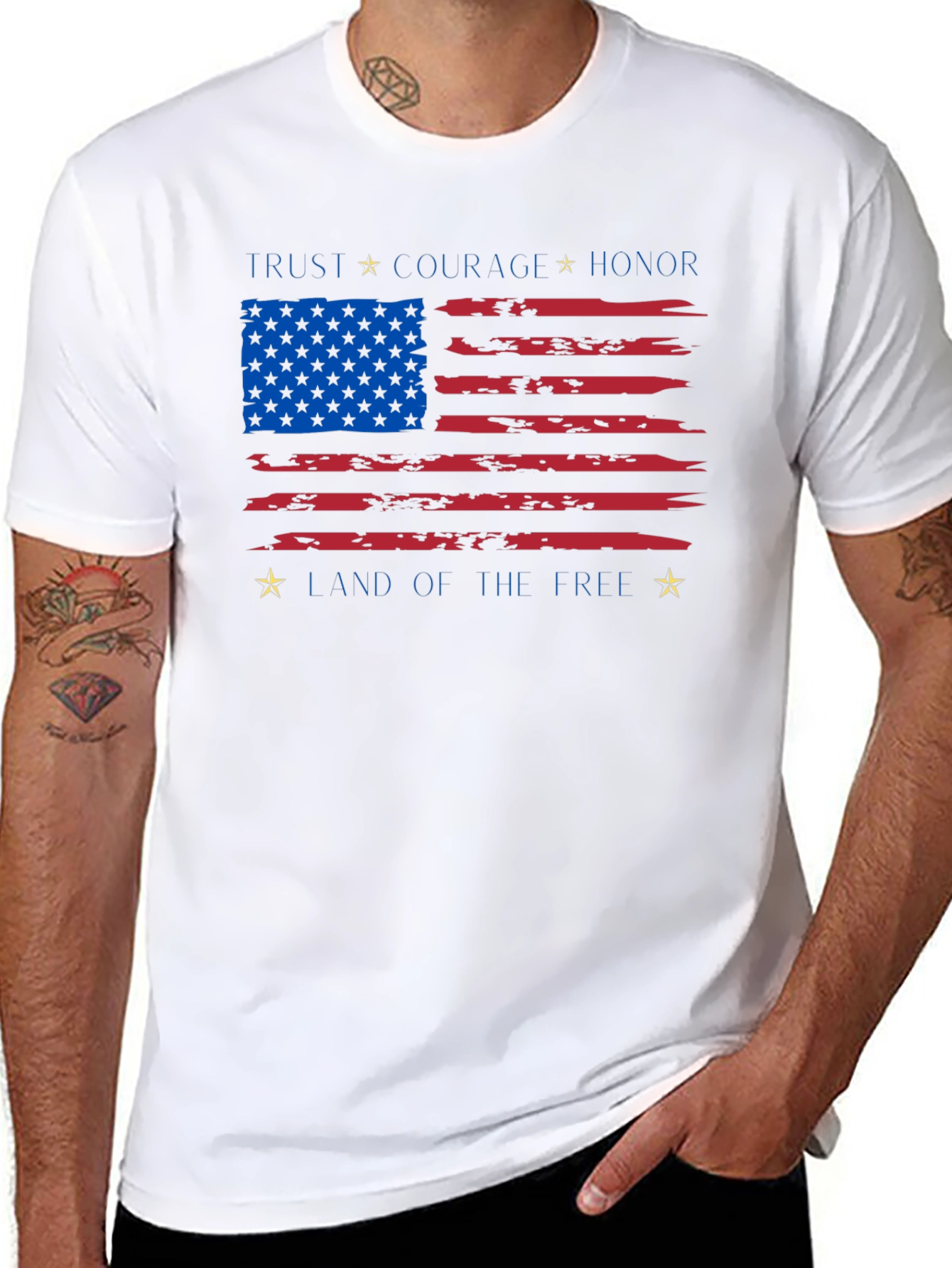 Patriotic USA Flag T-Shirt - Trust Courage Honor