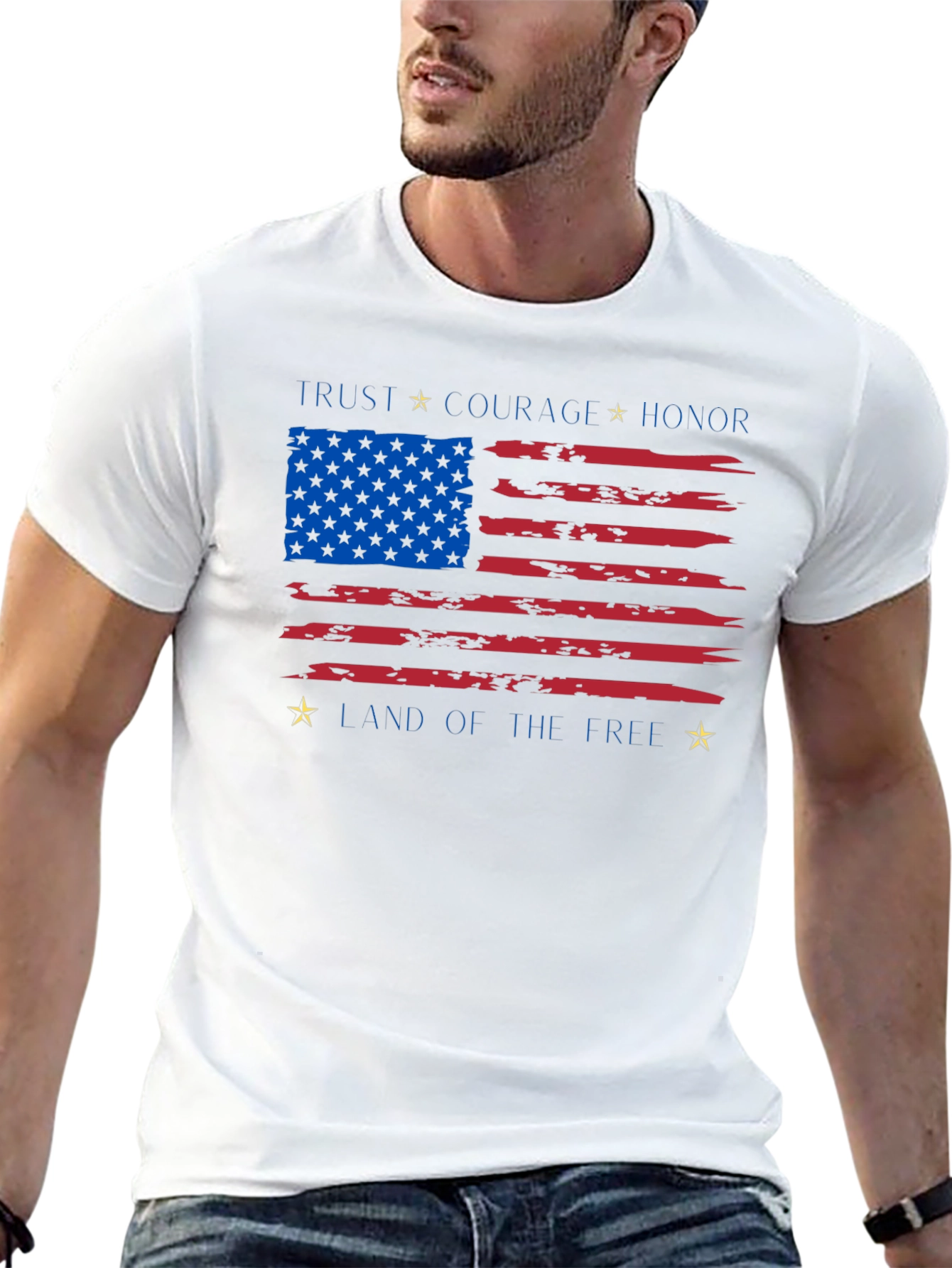 Patriotic USA Flag T-Shirt - Trust Courage Honor