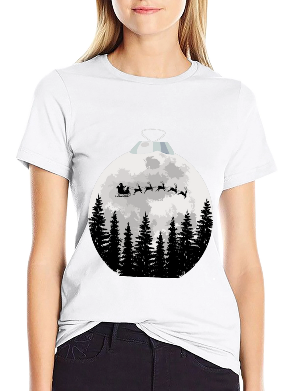 Santas Sleigh Christmas Ornament T-Shirt