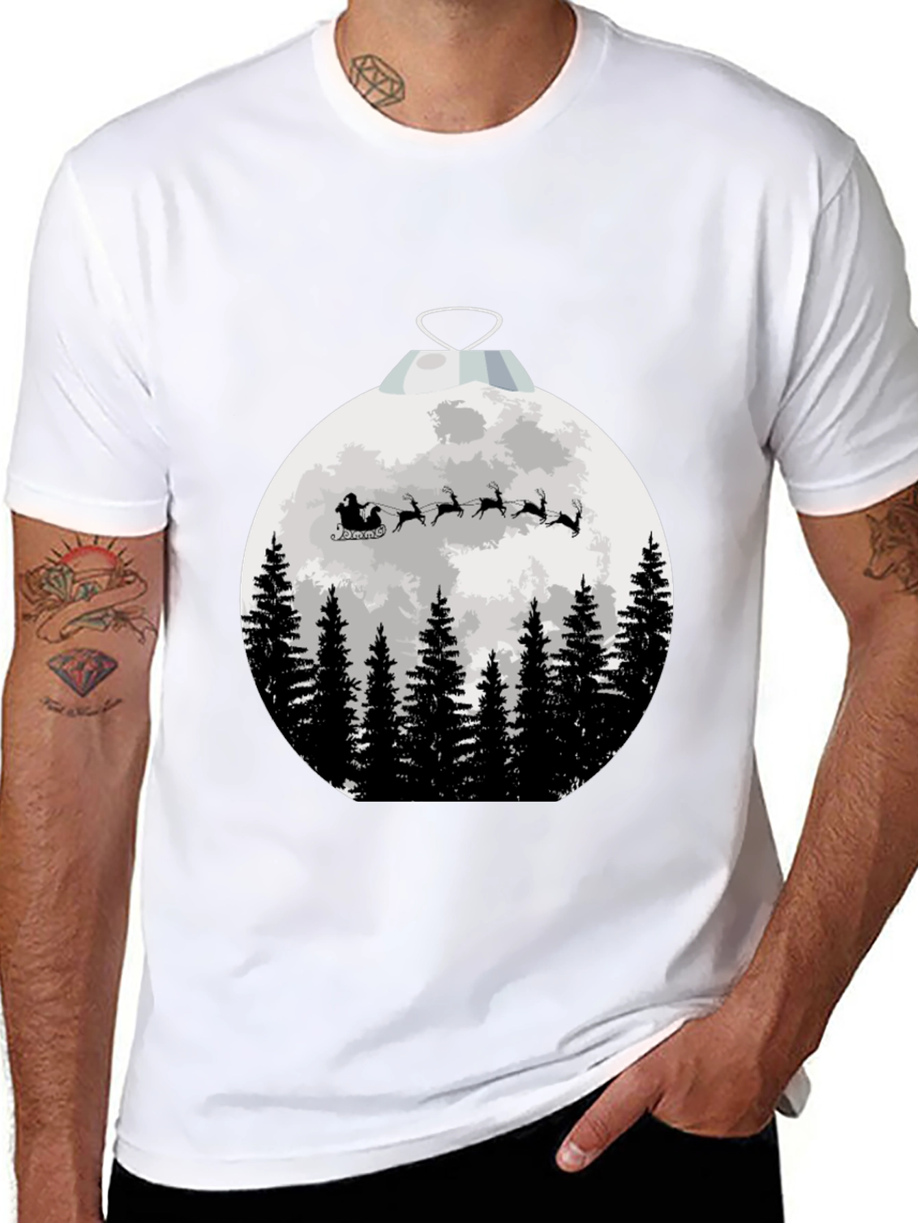 Santas Sleigh Christmas Ornament T-Shirt