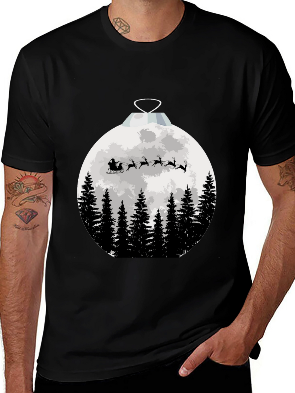 Santas Sleigh Christmas Ornament T-Shirt