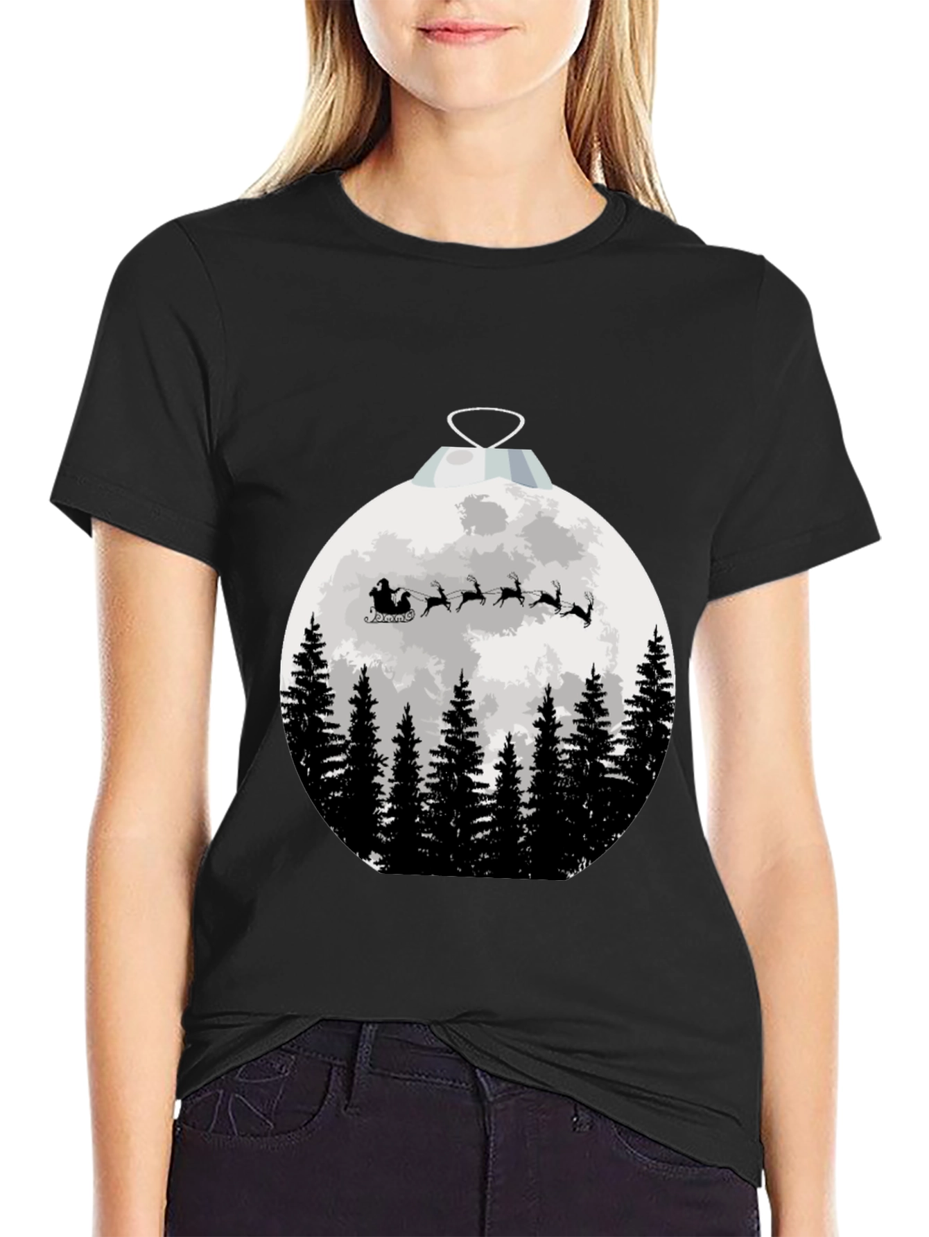 Santas Sleigh Christmas Ornament T-Shirt