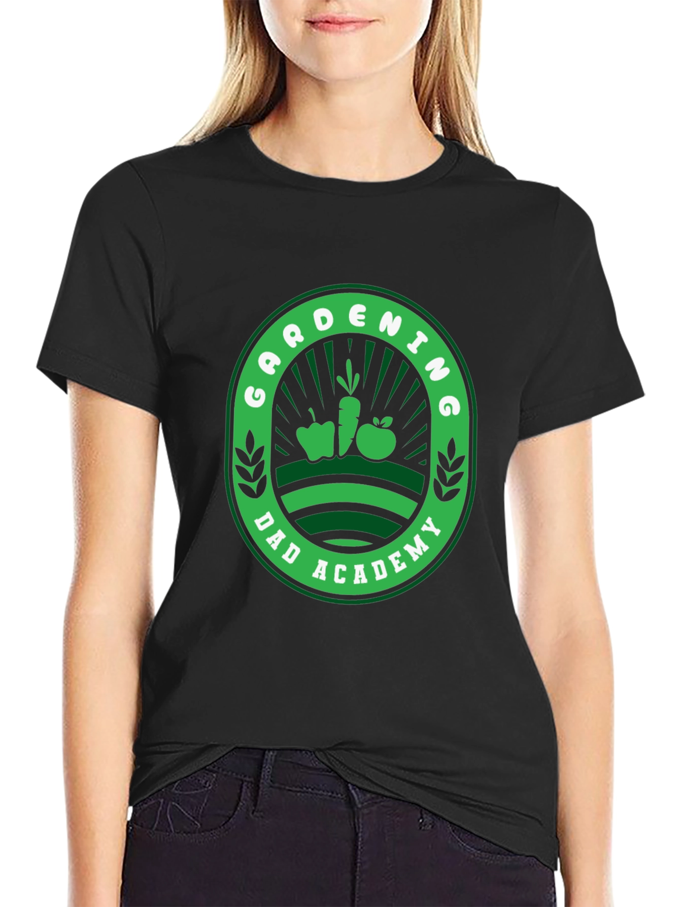 Gardening Dad Academy T-Shirt - Black Fun Design