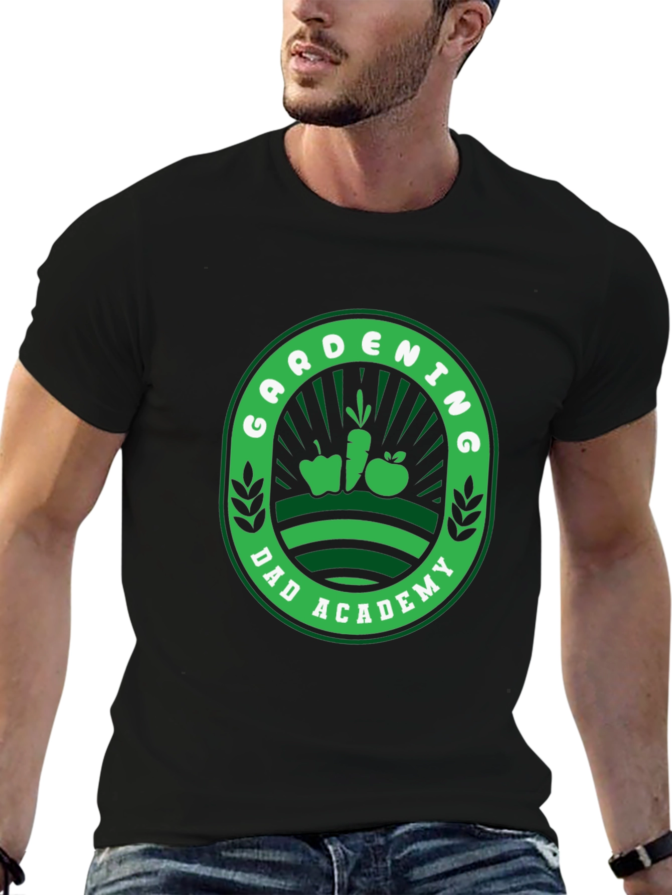 Gardening Dad Academy T-Shirt - Black Fun Design