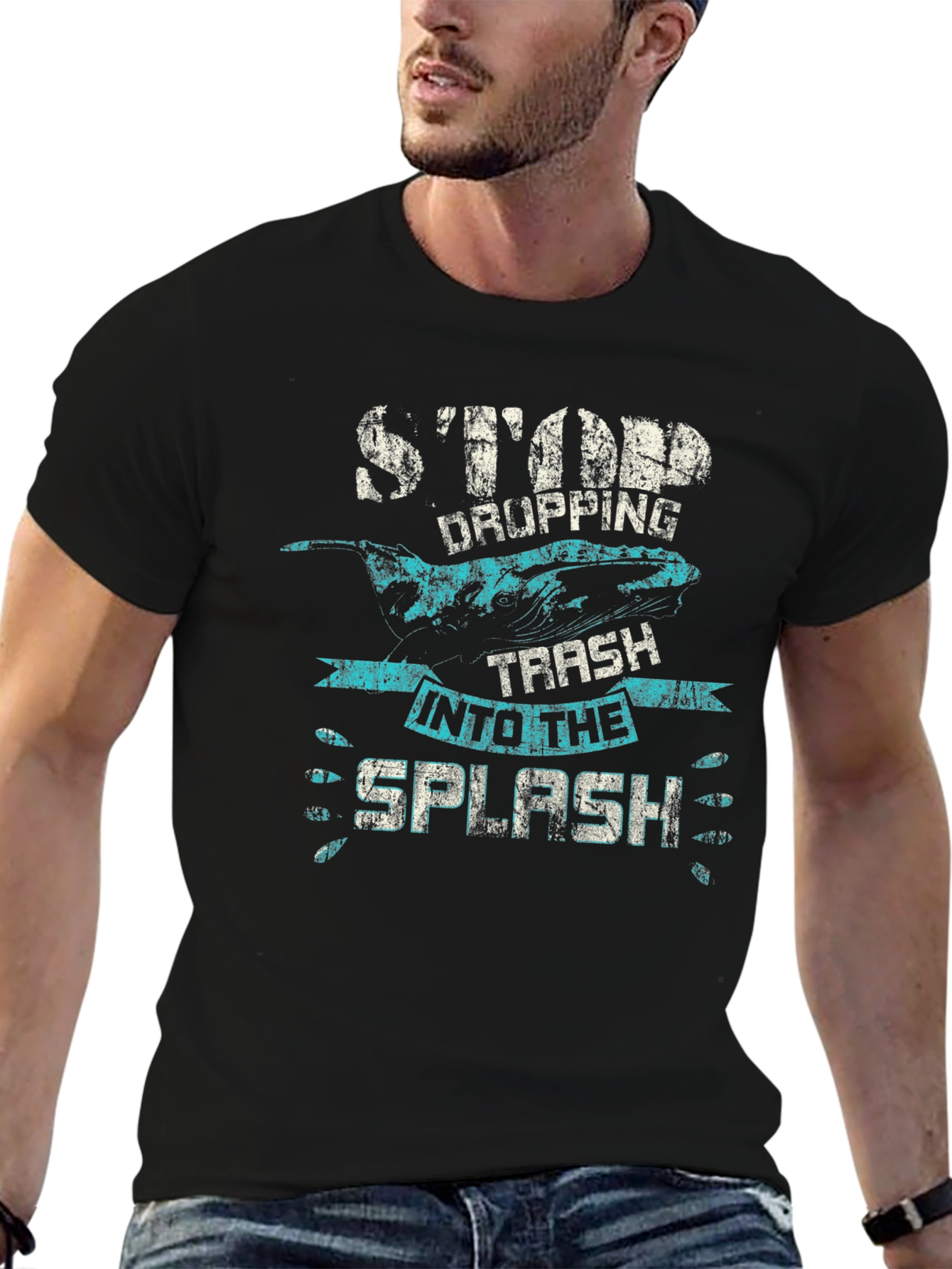 Stop Dropping Trash T-Shirt - Whale Graphic Tee