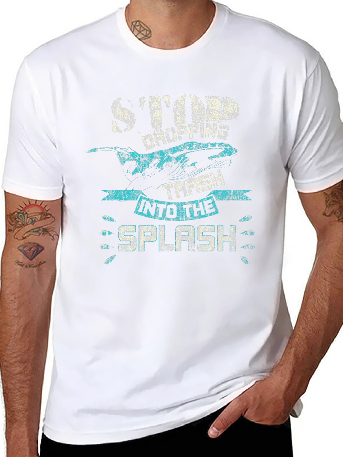 Stop Dropping Trash T-Shirt - Whale Graphic Tee