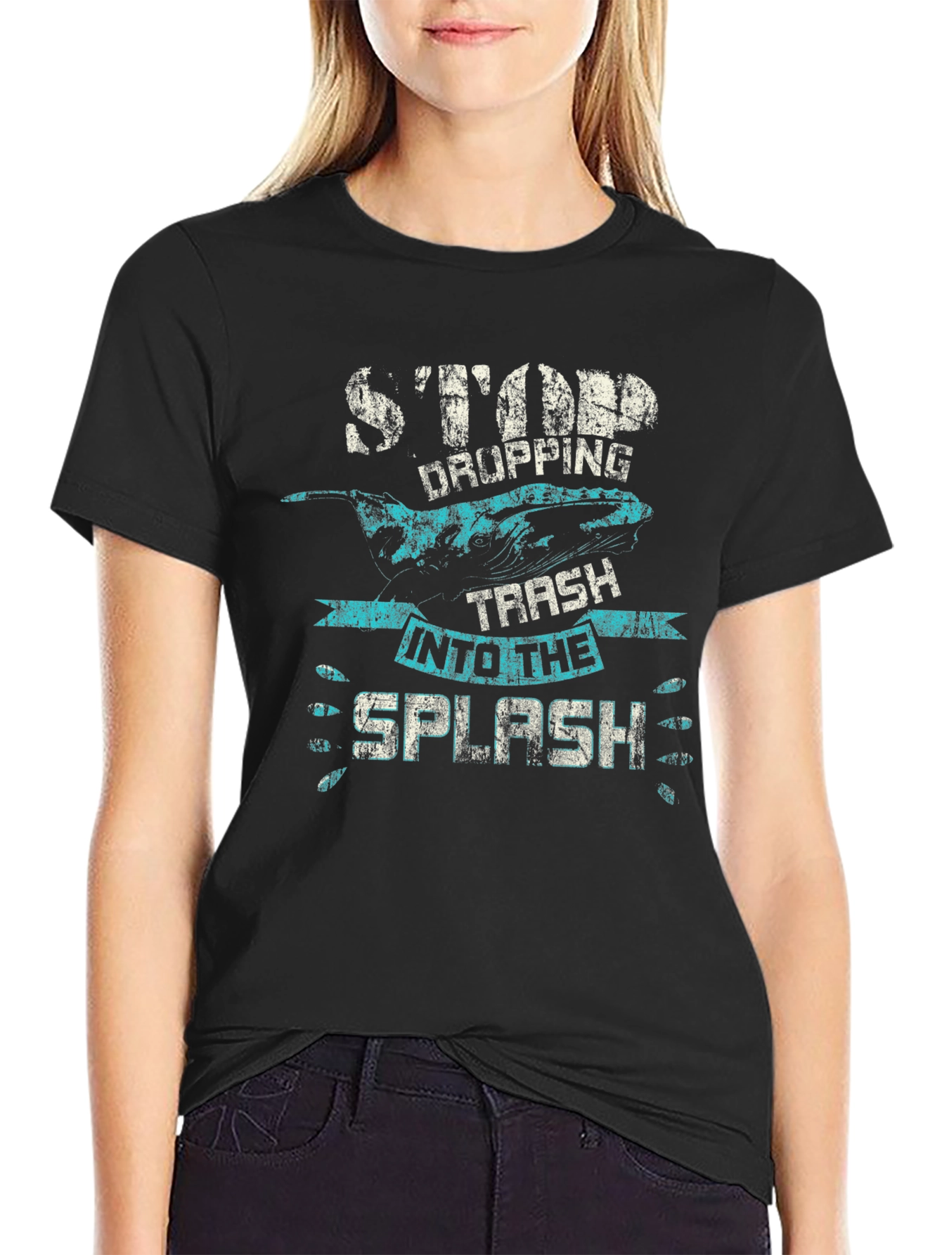 Stop Dropping Trash T-Shirt - Whale Graphic Tee