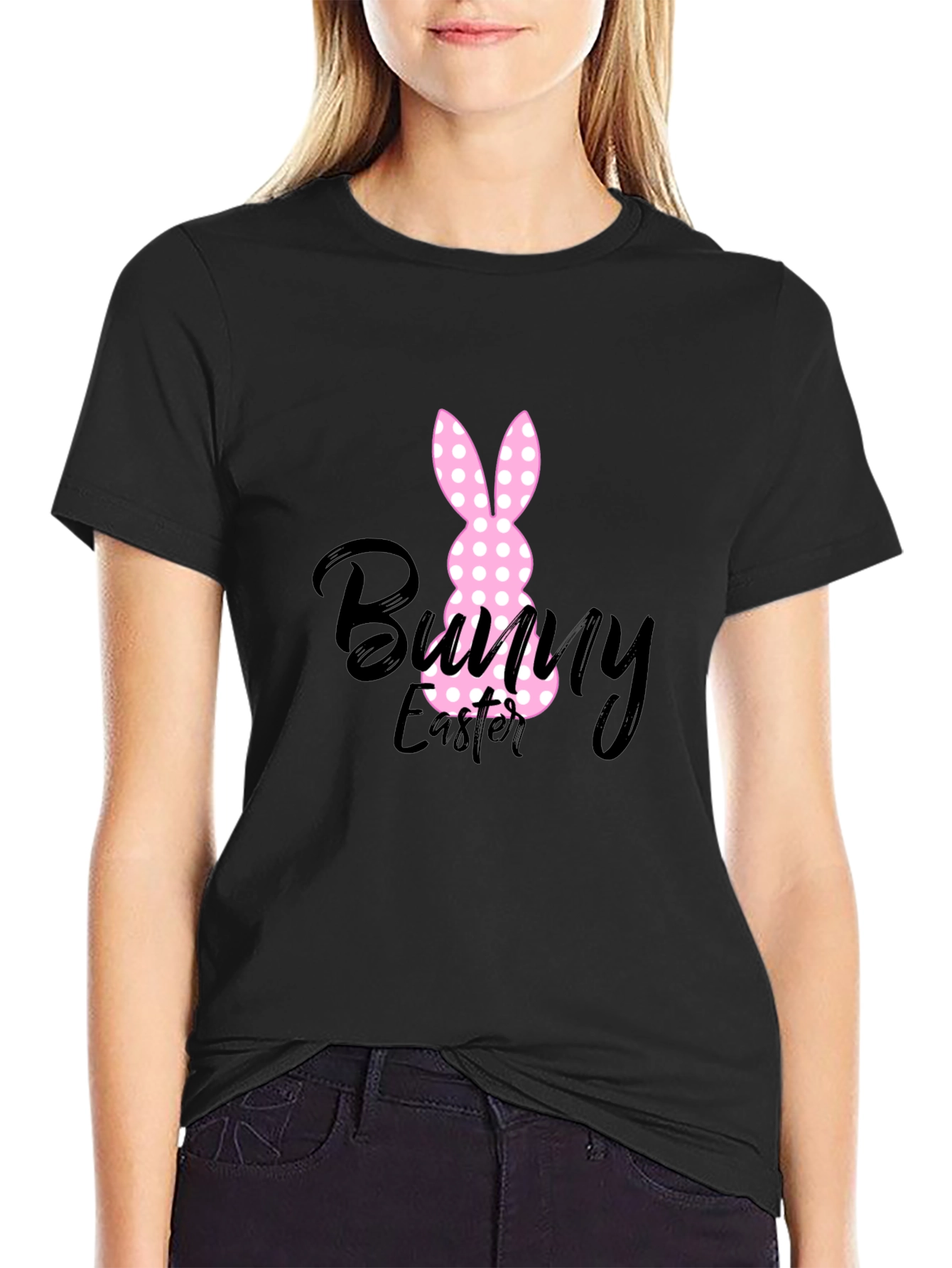 Bunny Easter Black T-Shirt