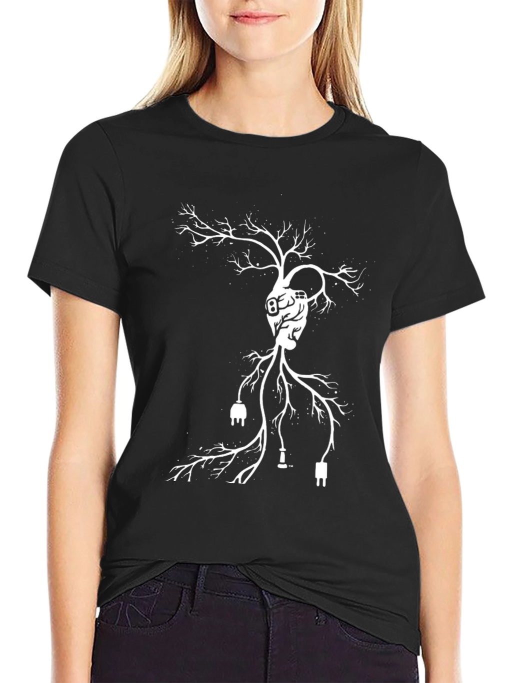 Tech Heart Tree Black T-Shirt