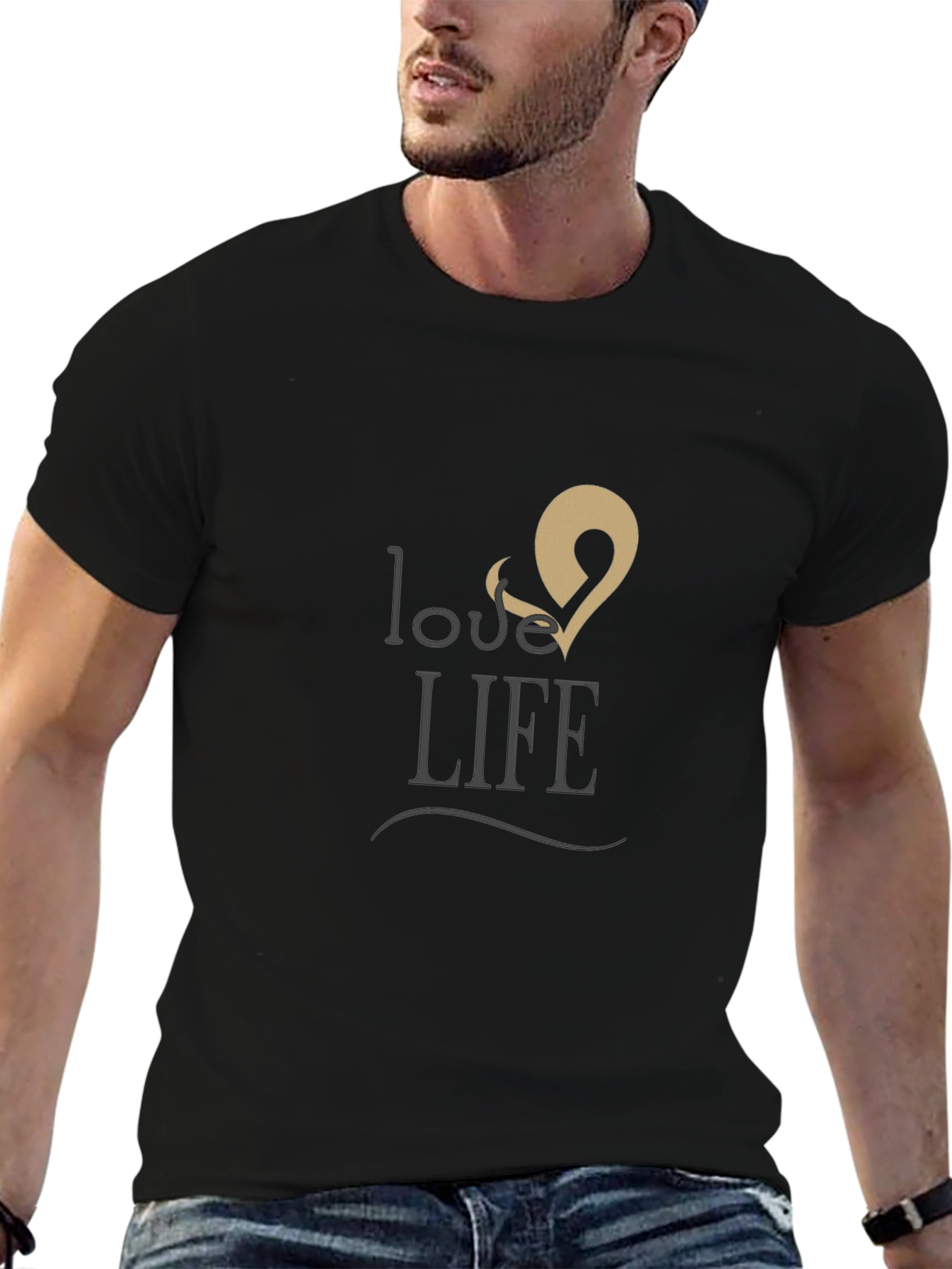 Love & Life Graphic Print Black T-Shirt