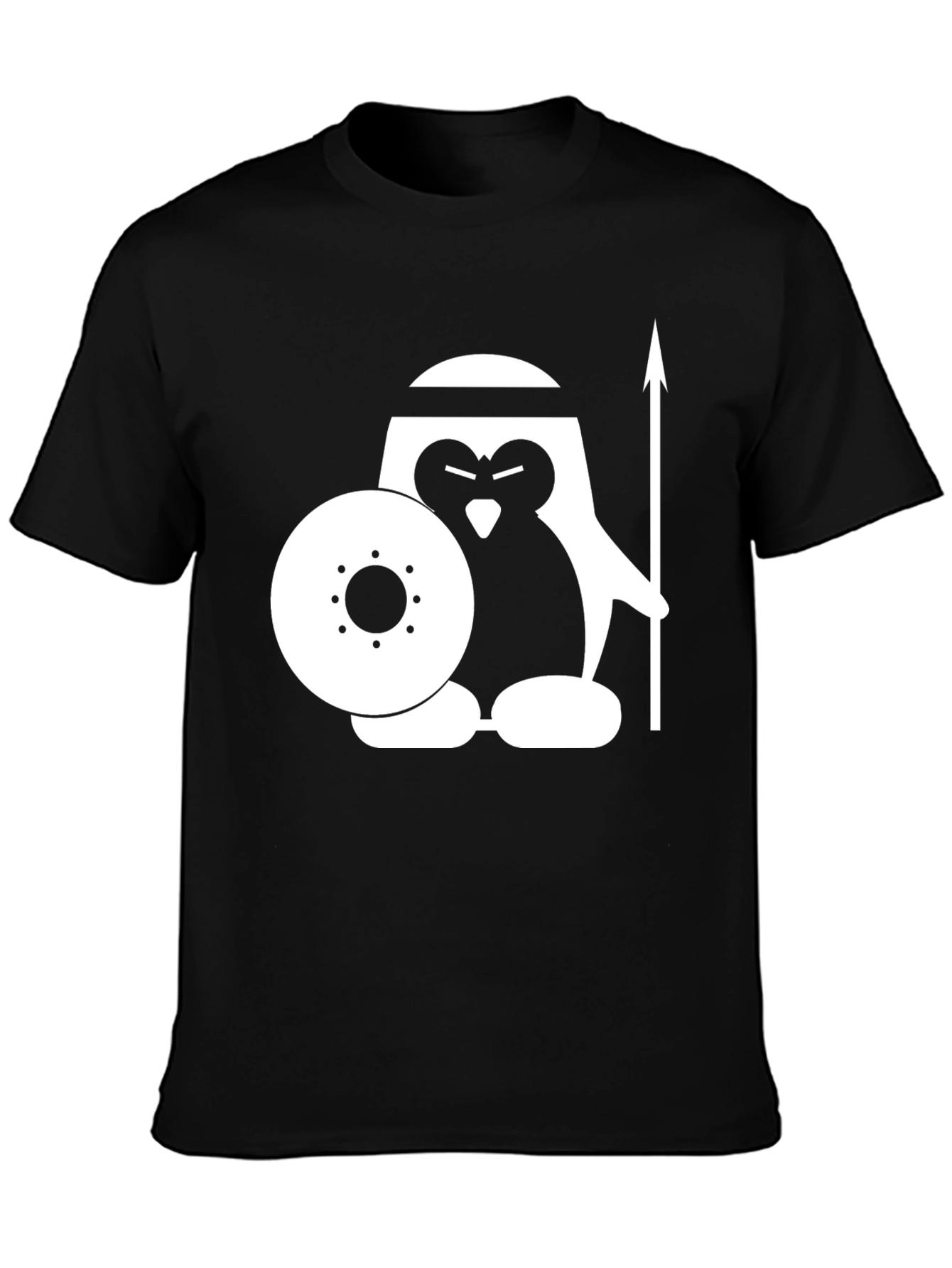Warrior Penguin Graphic T-Shirt - Black Cotton Tee