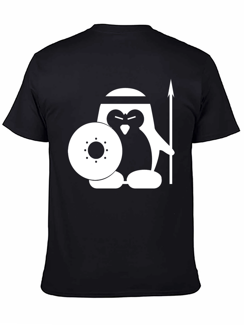 Warrior Penguin Graphic T-Shirt - Black Cotton Tee