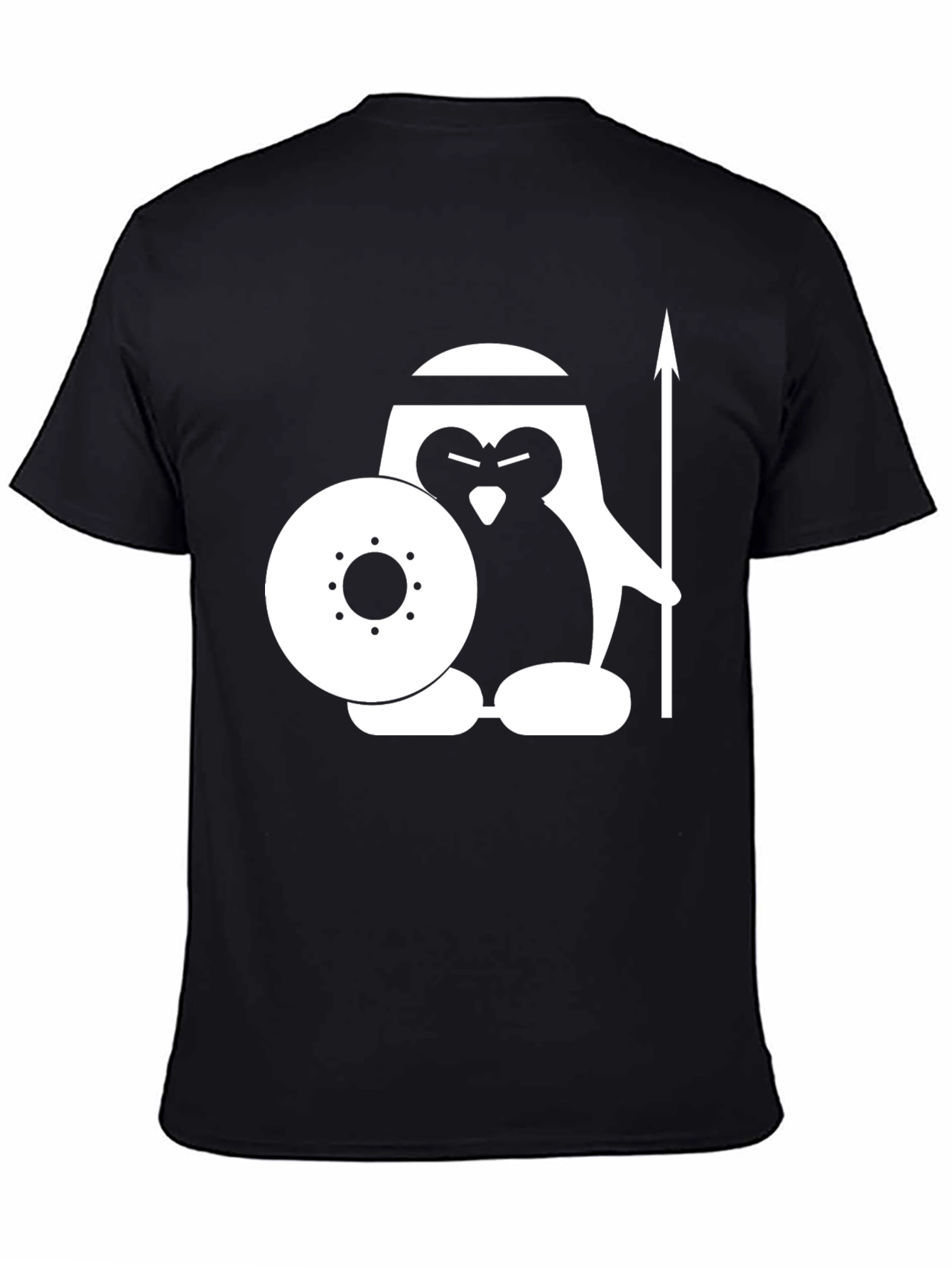 Warrior Penguin Graphic T-Shirt - Black Cotton Tee