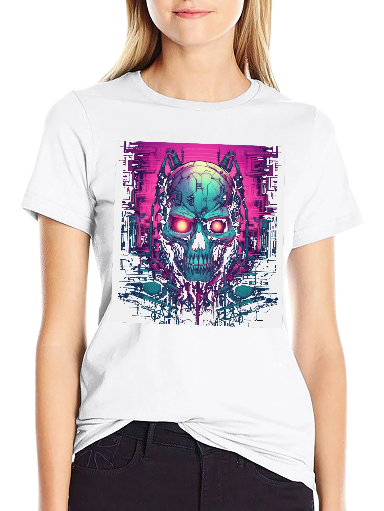 Cyber Skull T-Shirt - Futuristic Design
