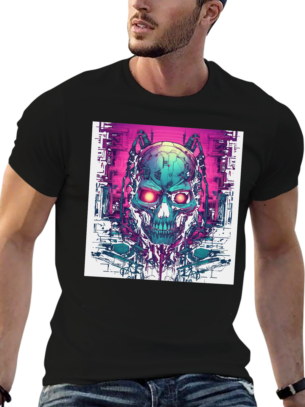 Cyber Skull T-Shirt - Futuristic Design