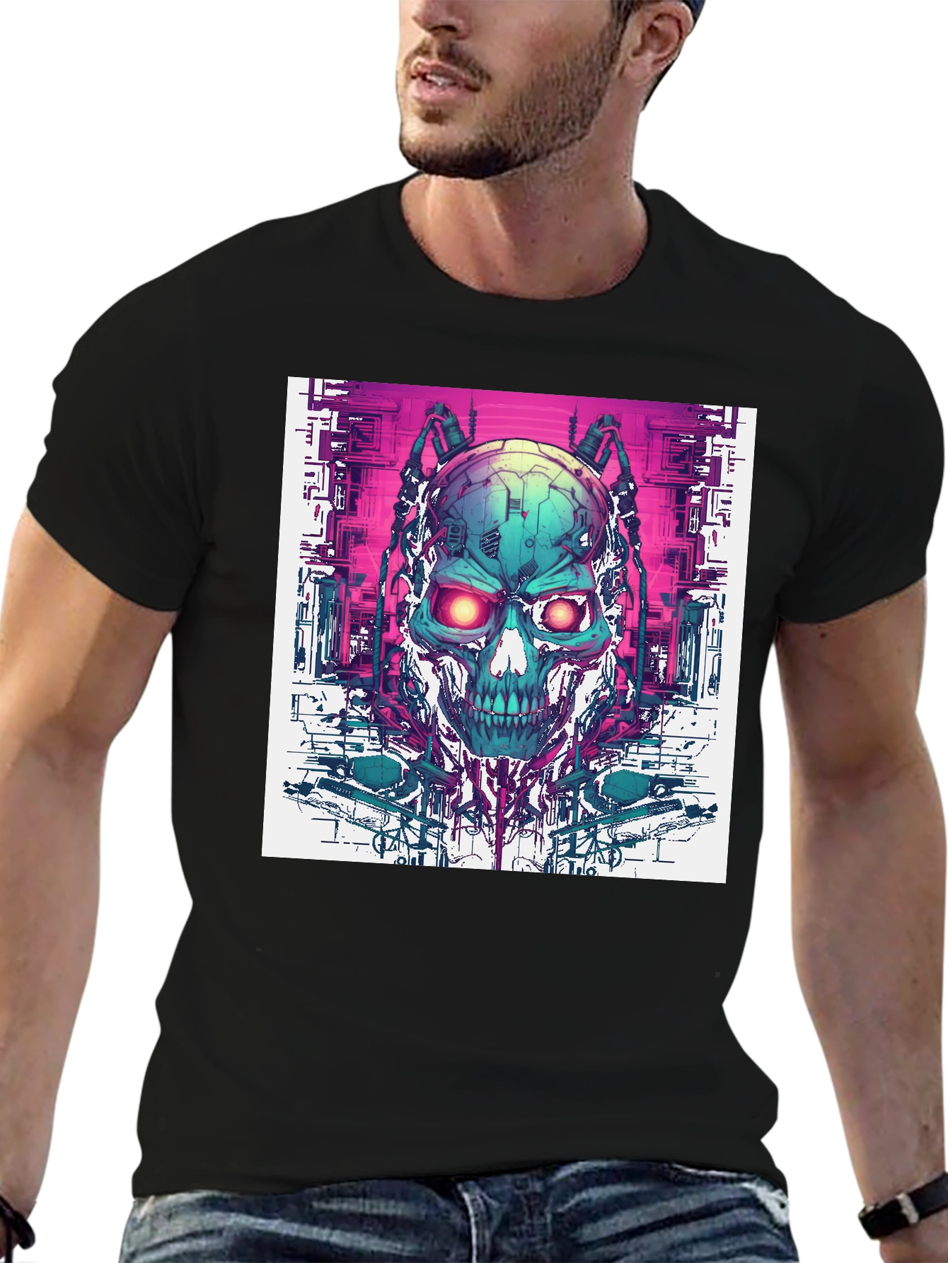 Cyber Skull T-Shirt - Futuristic Design