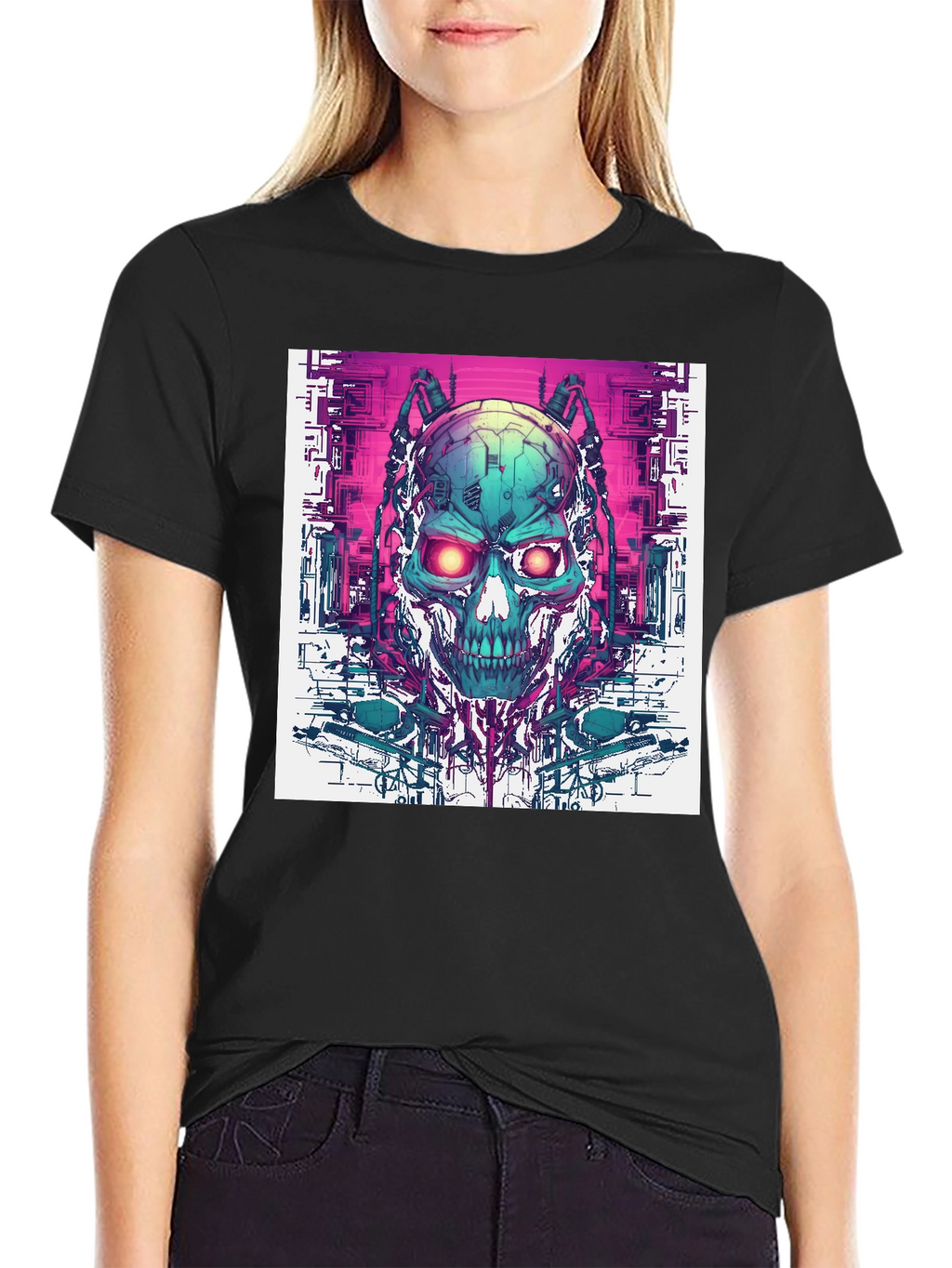 Cyber Skull T-Shirt - Futuristic Design